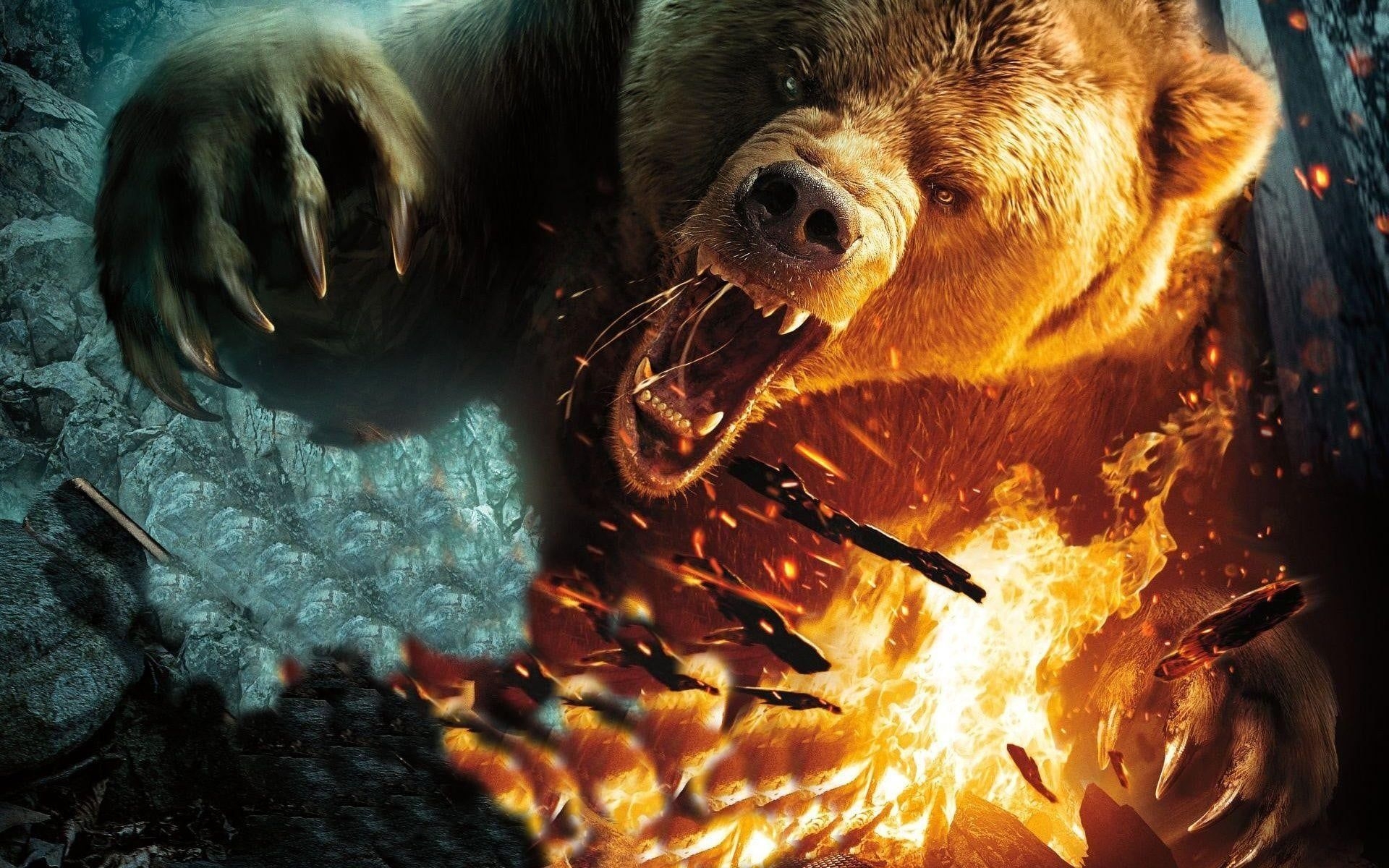 1920x1200 angry bear illustration #bears #fire #artwork #creature P #wallpaper #hdwallpaper #desktop. Bear artwork, Angry bear, Bear picture, Desktop