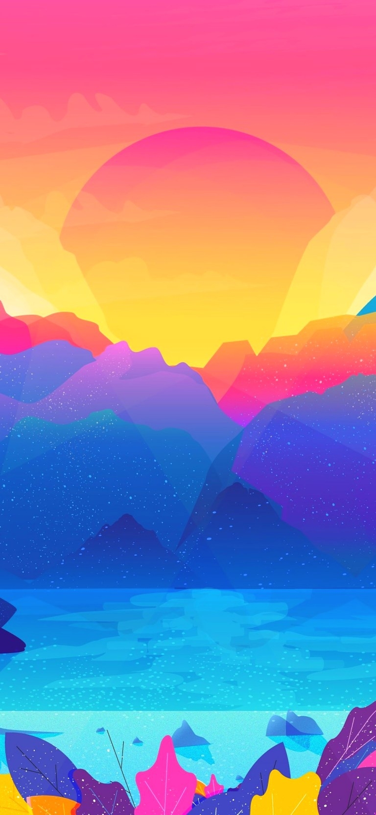 770x1670 Colorful Landscape Illustration 4K Android Minimal Wallpaper, Phone