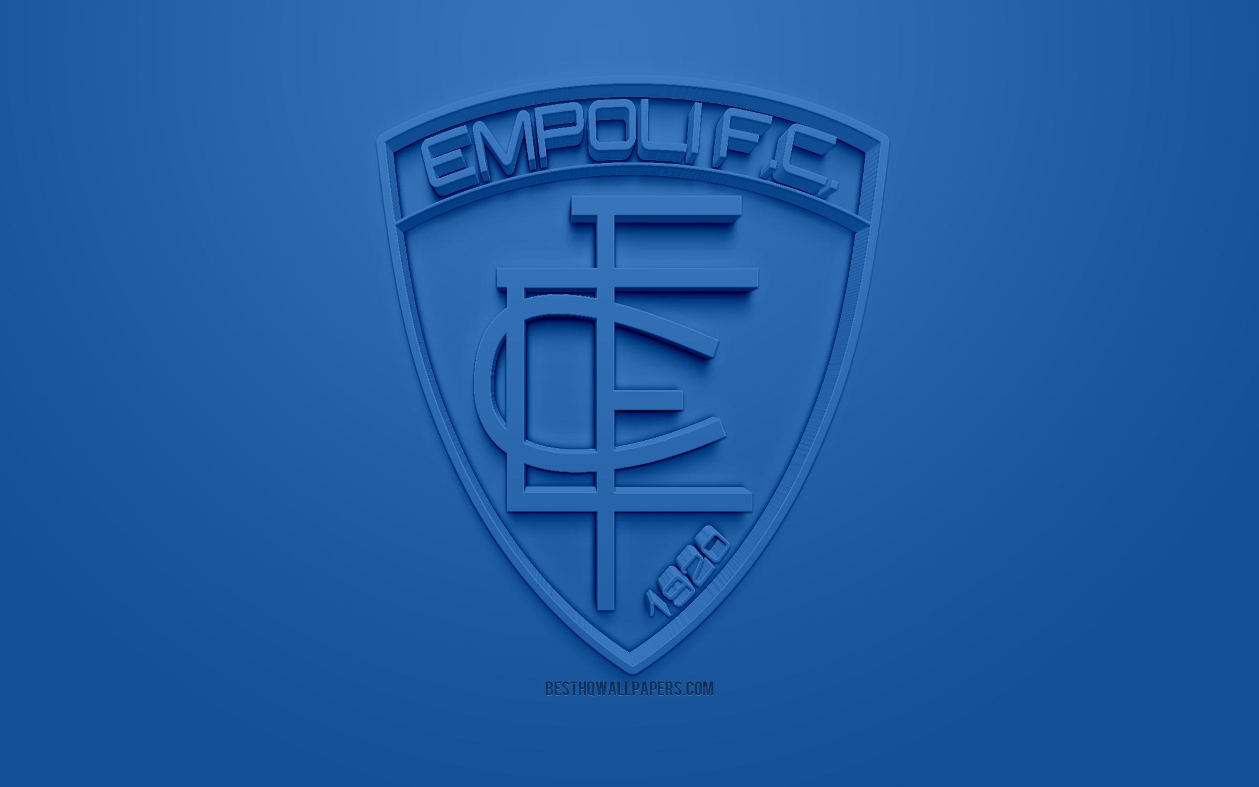 2560x1600 Download imagens Empoli FC, criativo logo 3D, fundo azul, 3D emblema, Desktop