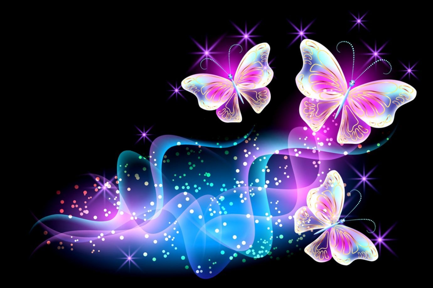 1380x920 Nice Decoration Pink Butterfly Wallpaper Butterflies Neon Butterfly 3D Wallpaper & Background Download, Desktop