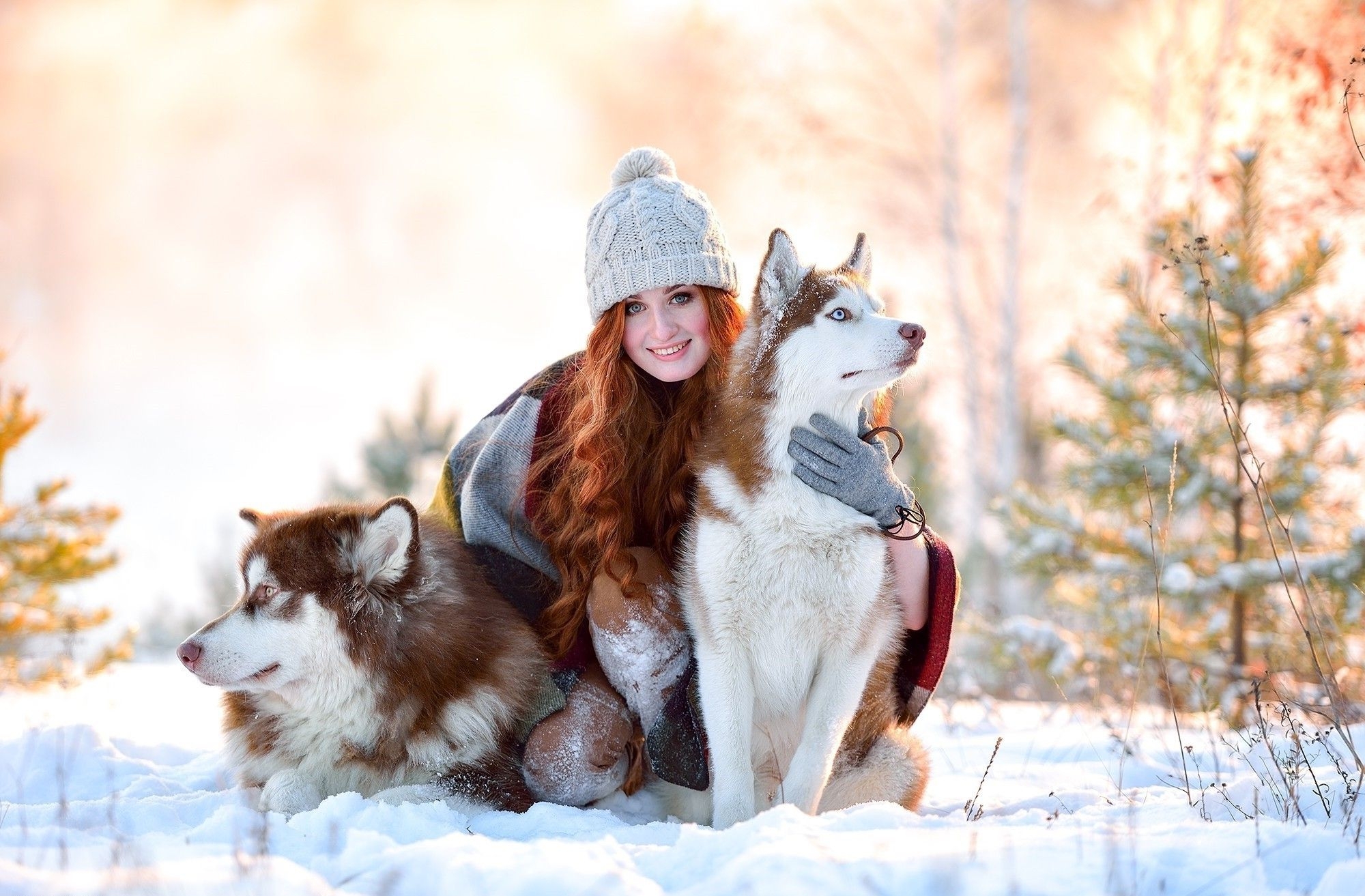 2000x1320 winter, Dog, Model, Animals, Women Wallpaper HD / Desktop and Mobile Background, Desktop