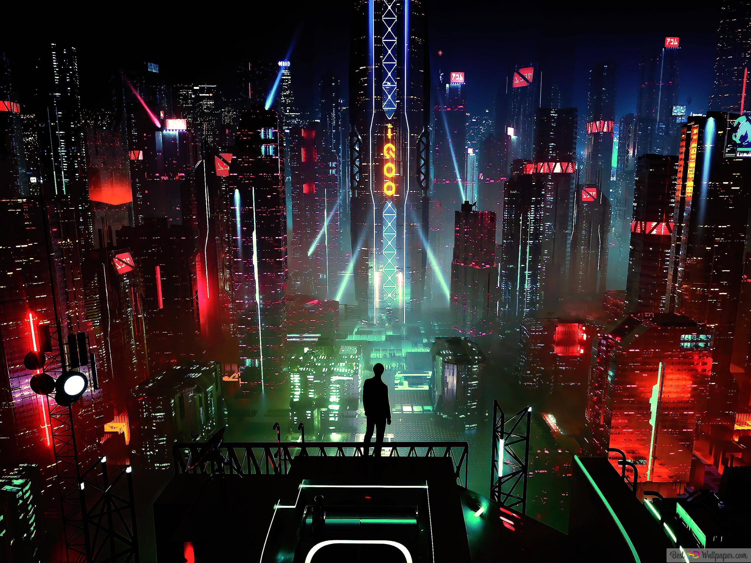 2560x1920 Scifi Night City 4K wallpaper download, Desktop