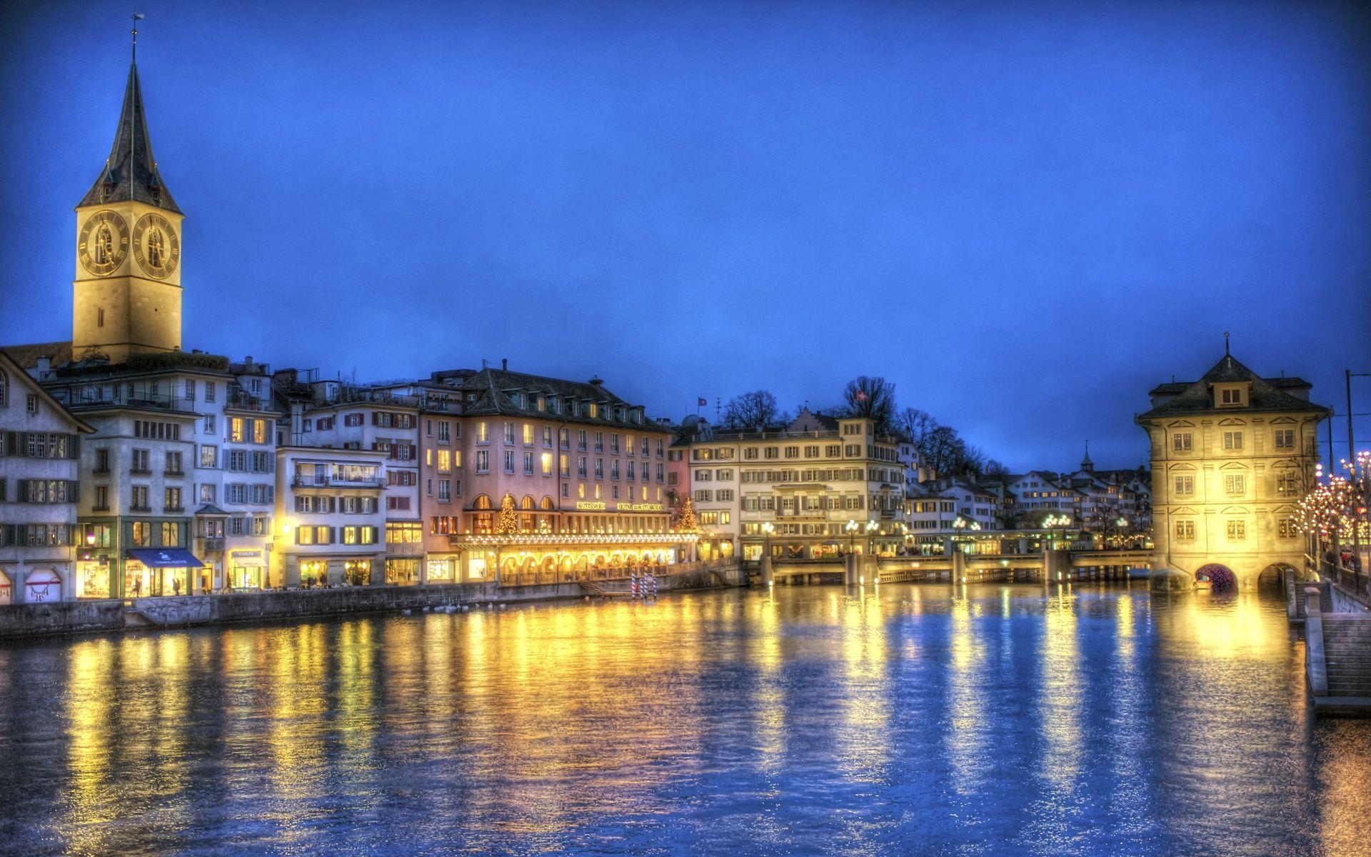 1920x1200 Image Zurich Switzerland Night Cities, Desktop