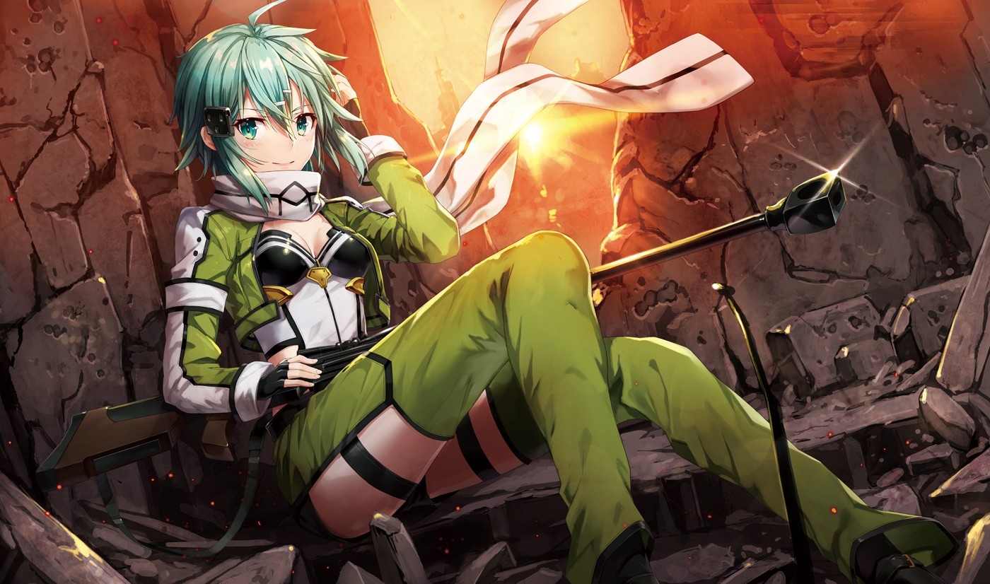 1400x830 Wallpaper, anime, Sword Art Online, Sinon Sword Art Online, Desktop