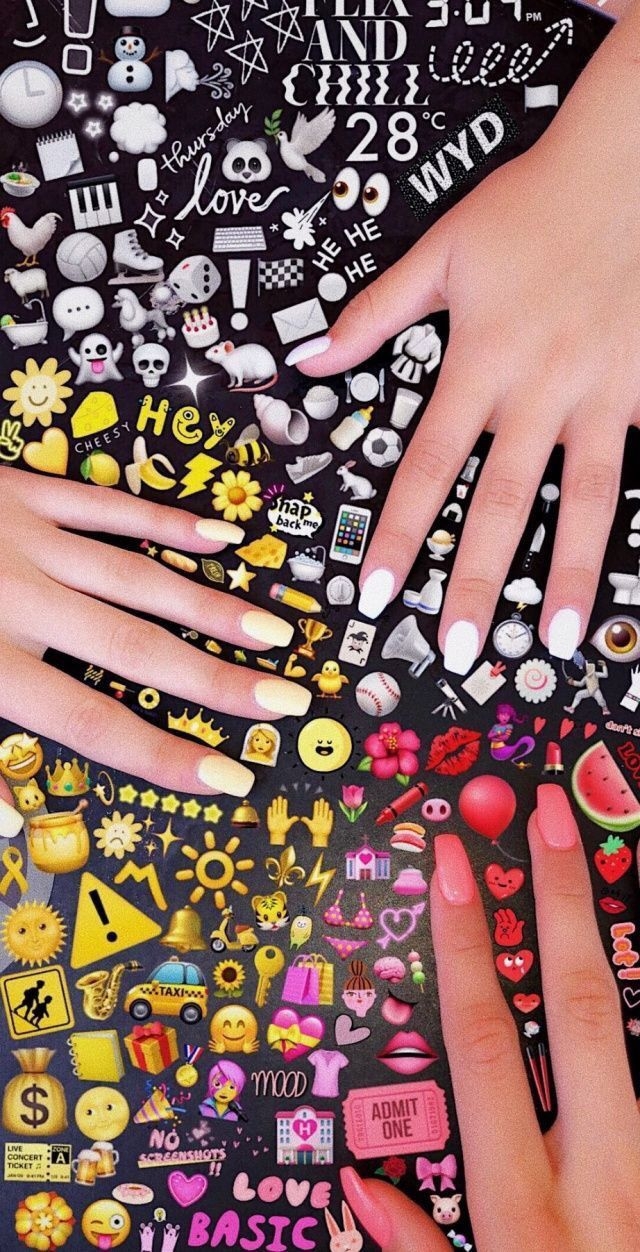 640x1260 Wallpaper. Emoji picture, Cute nails, Phone