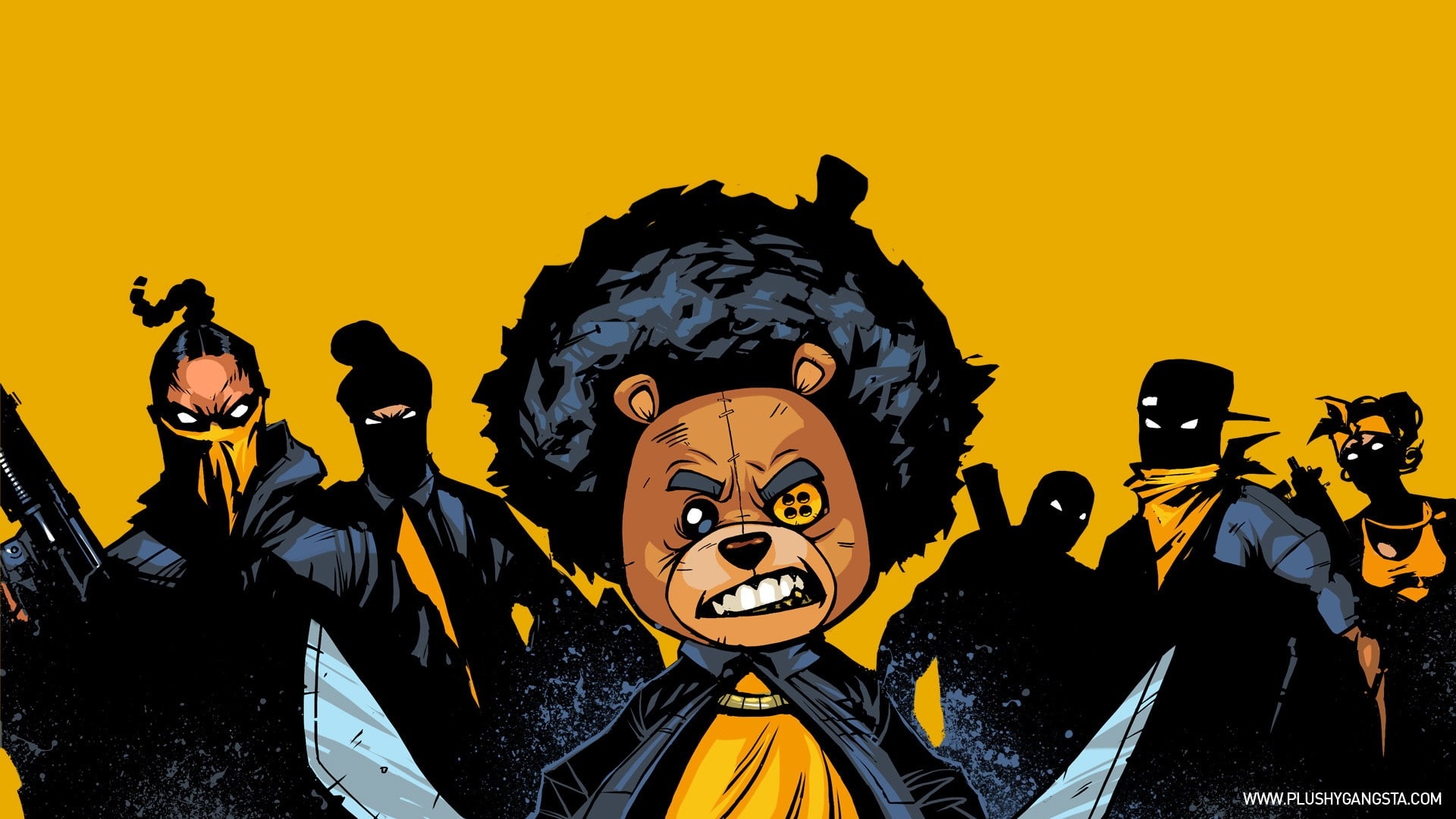 1920x1080 Wallpaper Gangster, Yellow, Bear, Cartoon Comic, Hd, Teddy, 1080P Free Download, Desktop