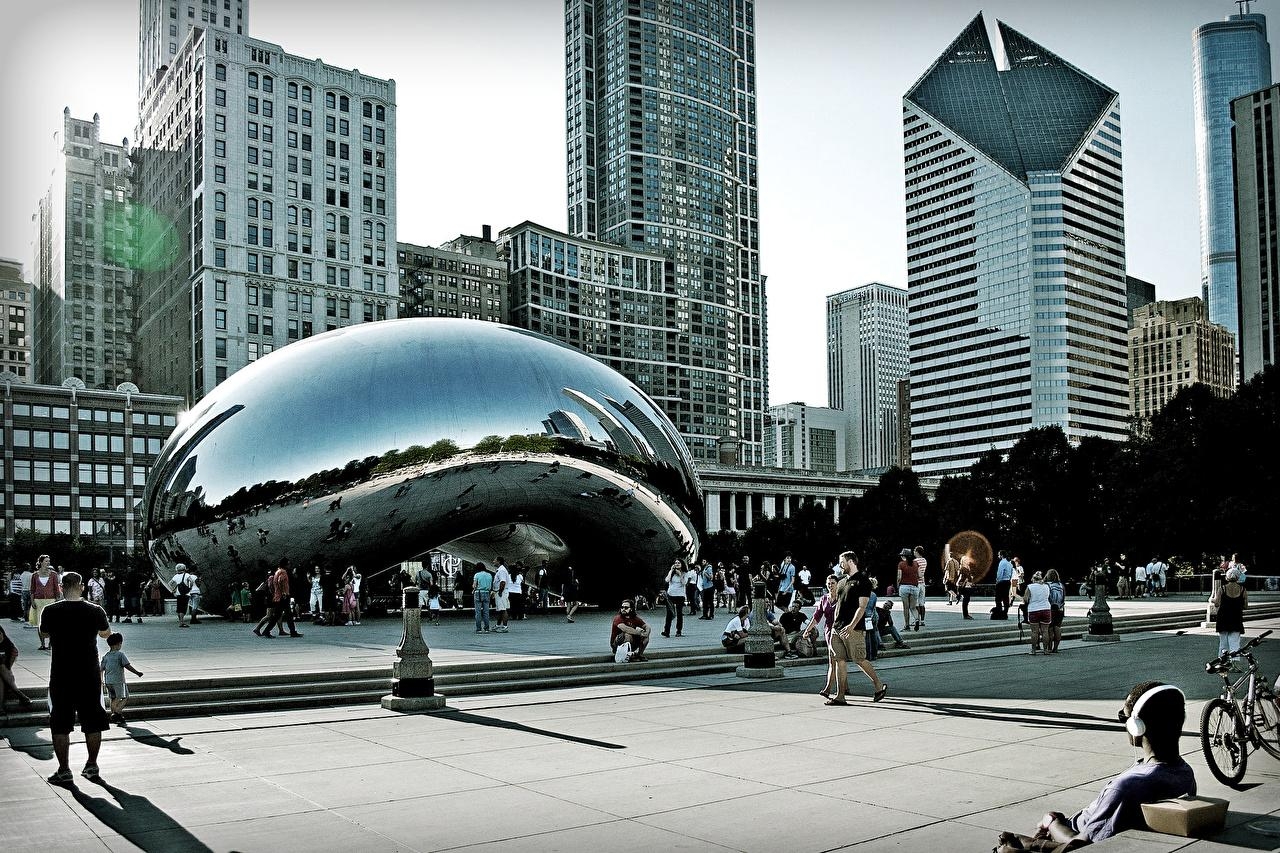 1280x860 Photos Chicago city USA Skyline Millennium Park Illinois Sky Parks, Desktop