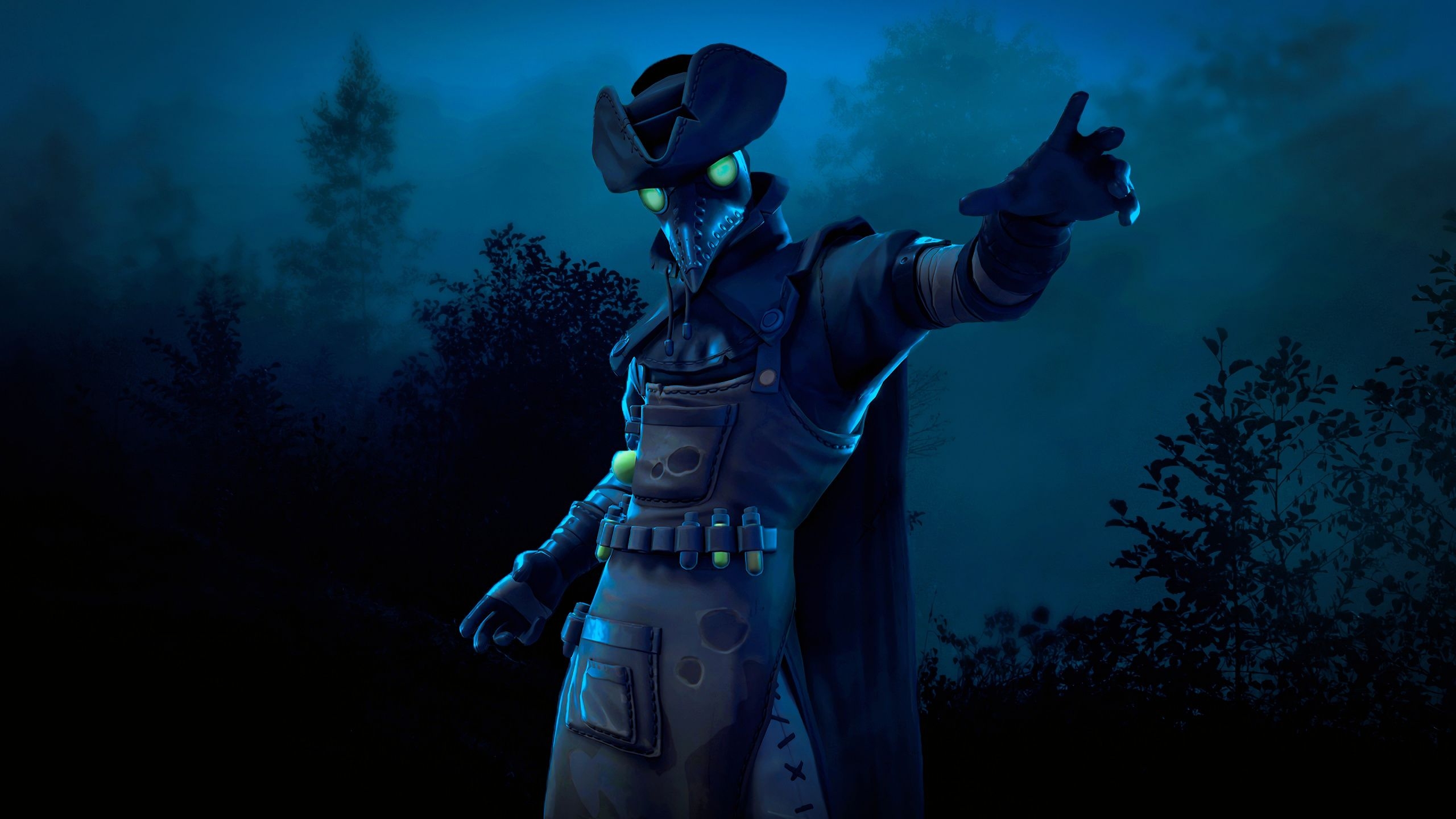 2560x1440 Download Plague, character, dark, video game, Fortnite wallpaper, Desktop