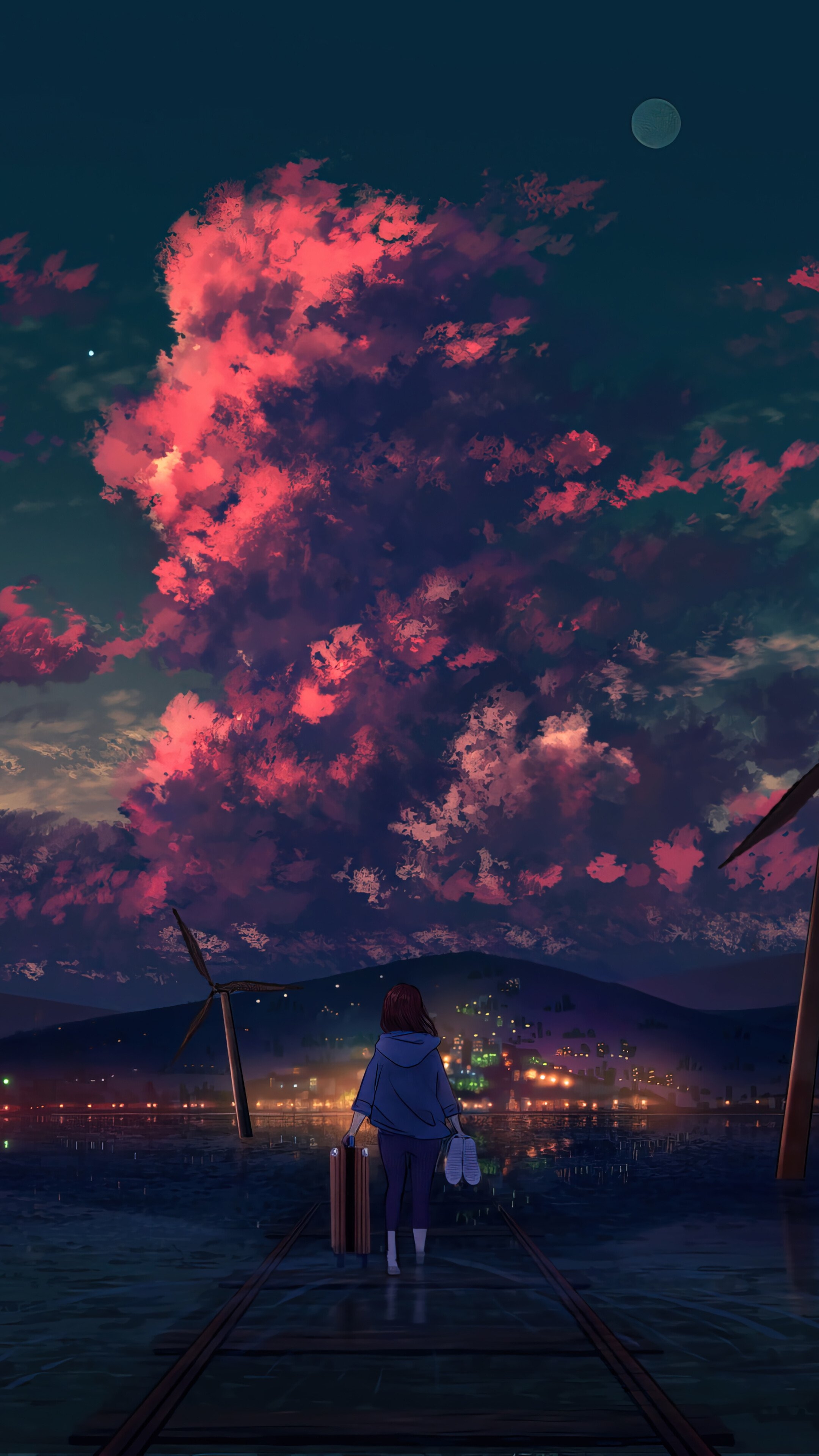 2160x3840 Anime Sunset 4K Vertical Wallpaper, Phone