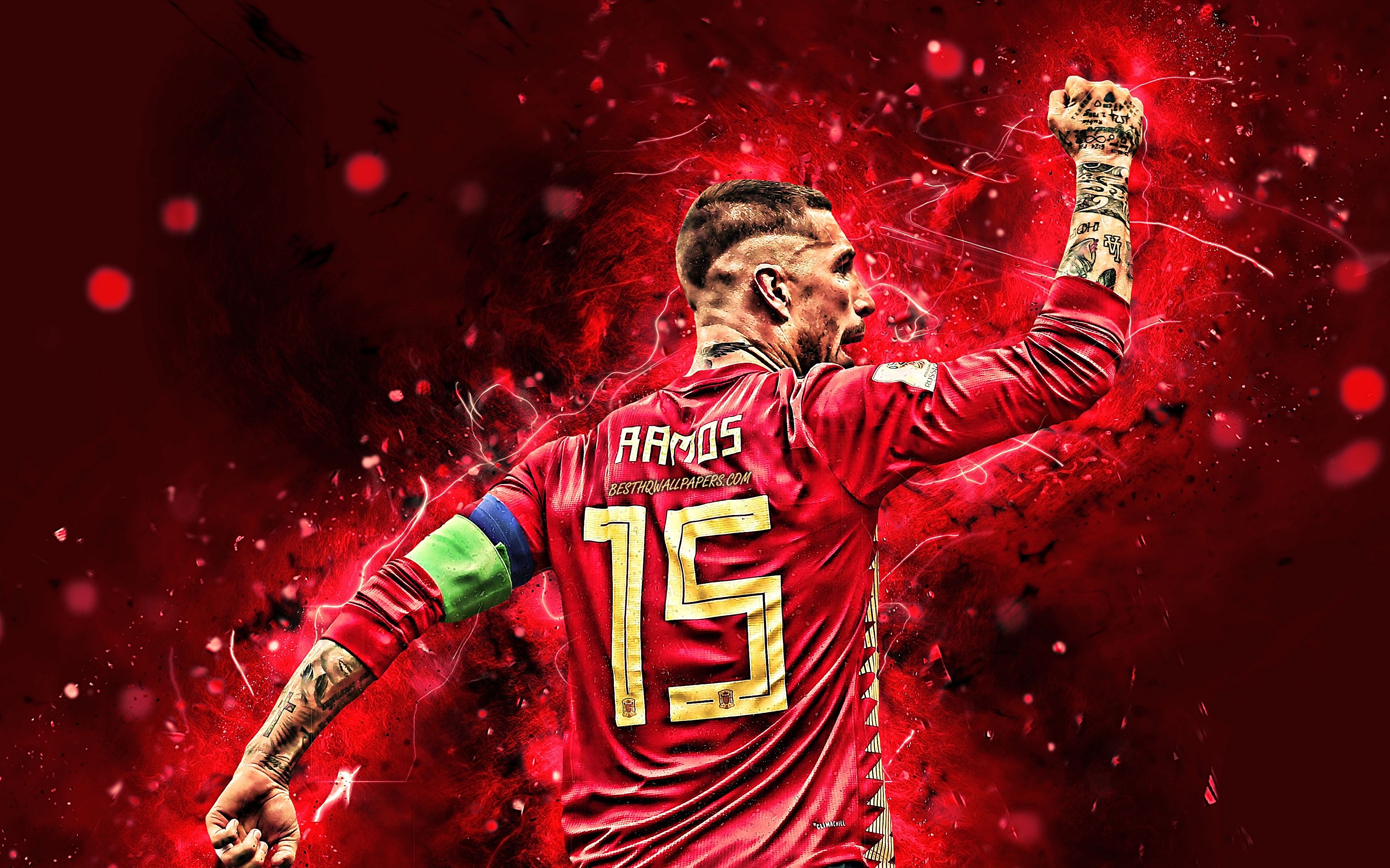 3840x2400 Download wallpaper 4k, Sergio Ramos, back view, Spain National, Desktop