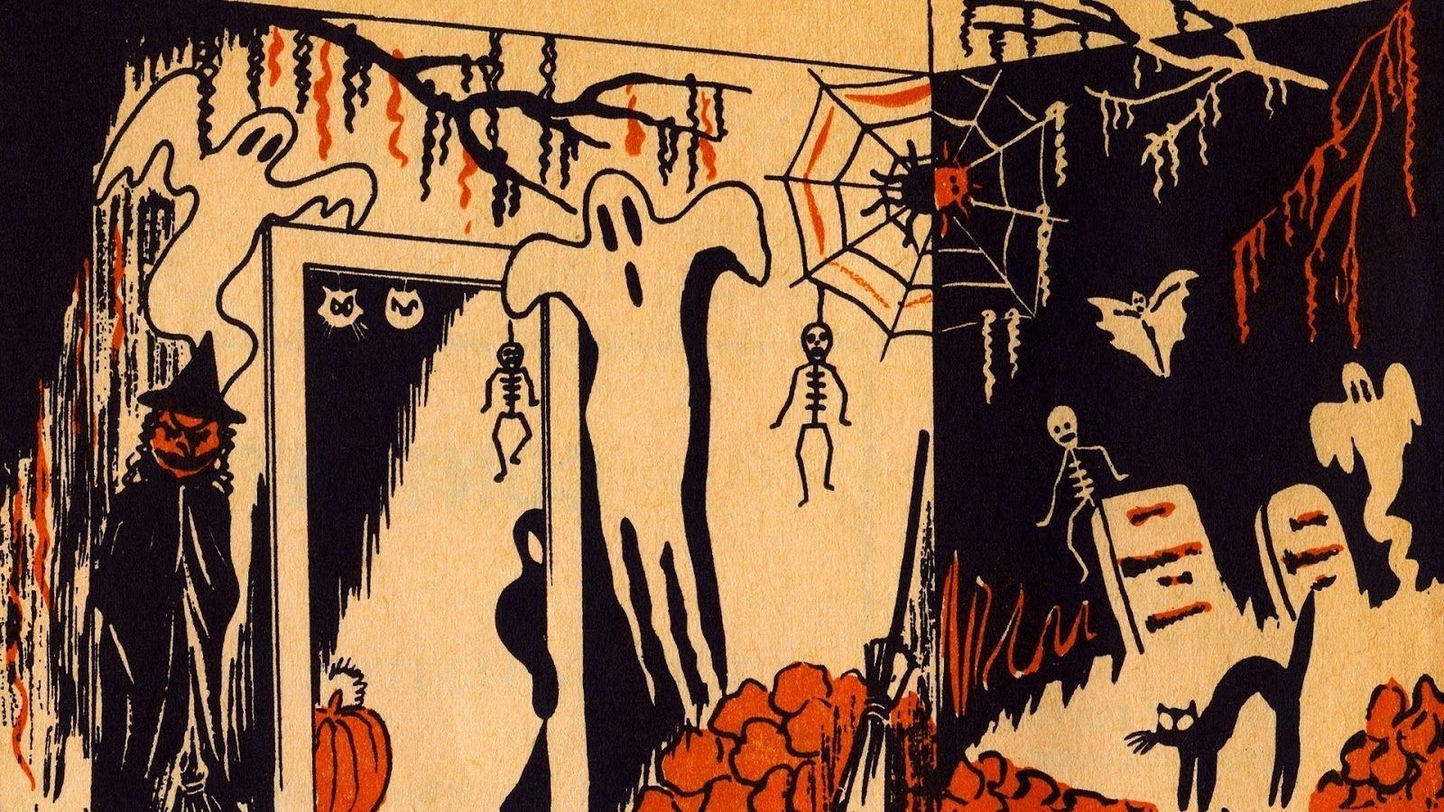 1600x900 Vintage Halloween Wallpaper Free Vintage Halloween, Desktop