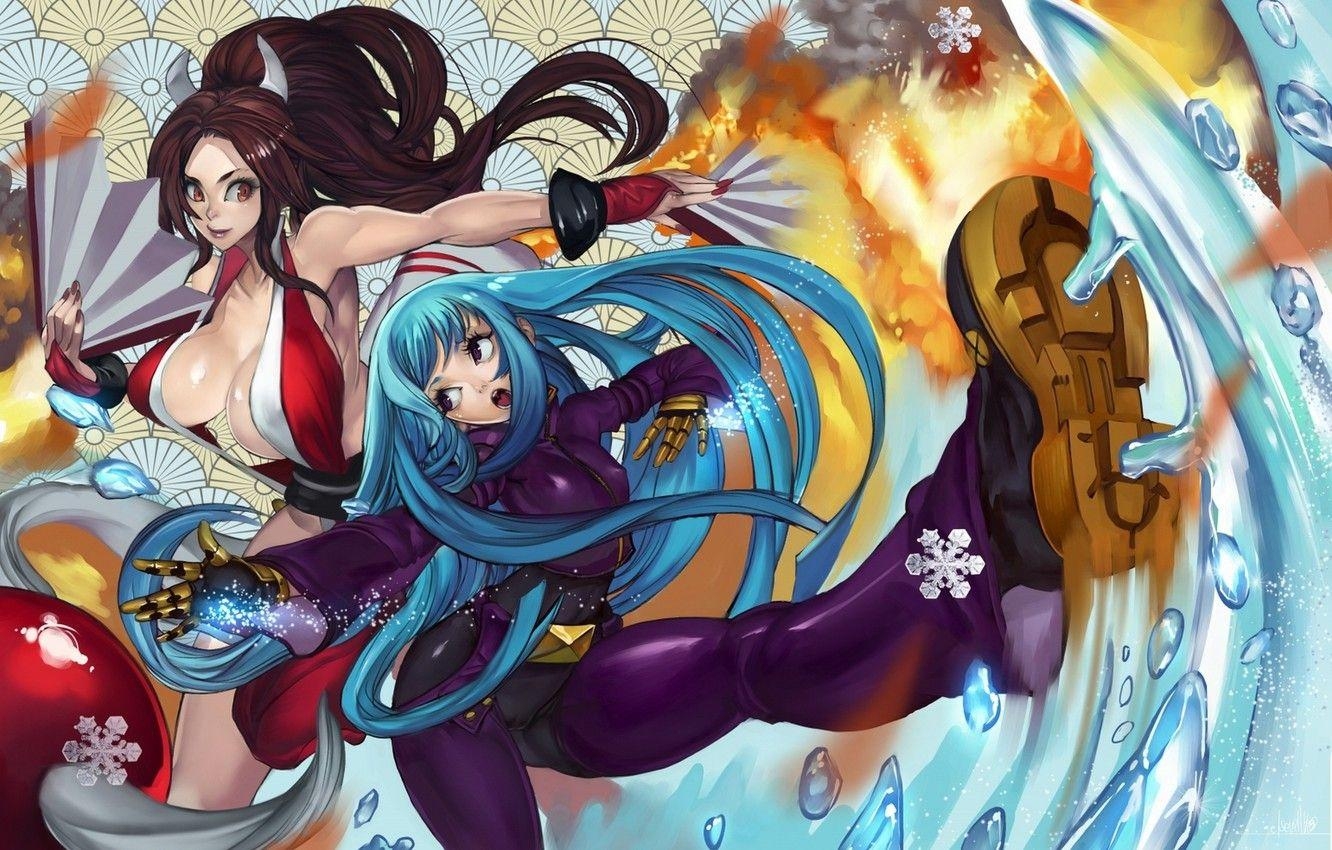 1340x850 Wallpaper KOF, fighting, Mai Shiranui, Kula Diamond, ps The King, Desktop