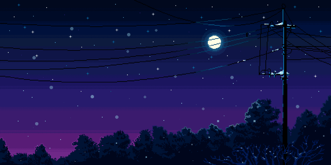 1280x640 Another fine example of pixel art made to look like a gradient is applied. Pixel art landscape, Pixel art background, Aesthetic desktop wallpaper, Dual Screen