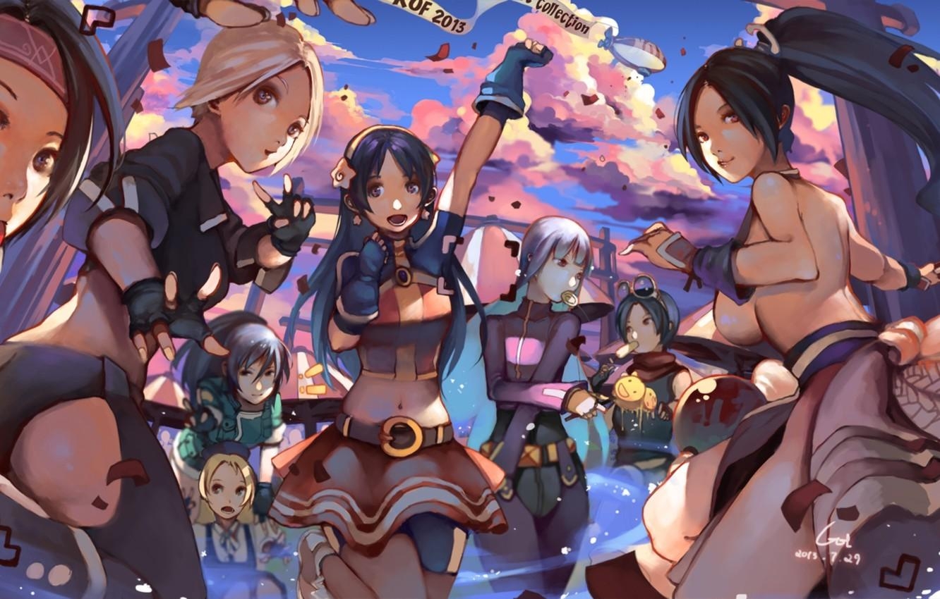 1340x850 Wallpaper look, joy, girls, holiday, surprise, art, angel, king of fighters, leona heidern, yuri sakazaki, ryuu did well ken, shiranui more, may lee, fatal fury, kula diamond, shijou hinako image for desktop, Desktop