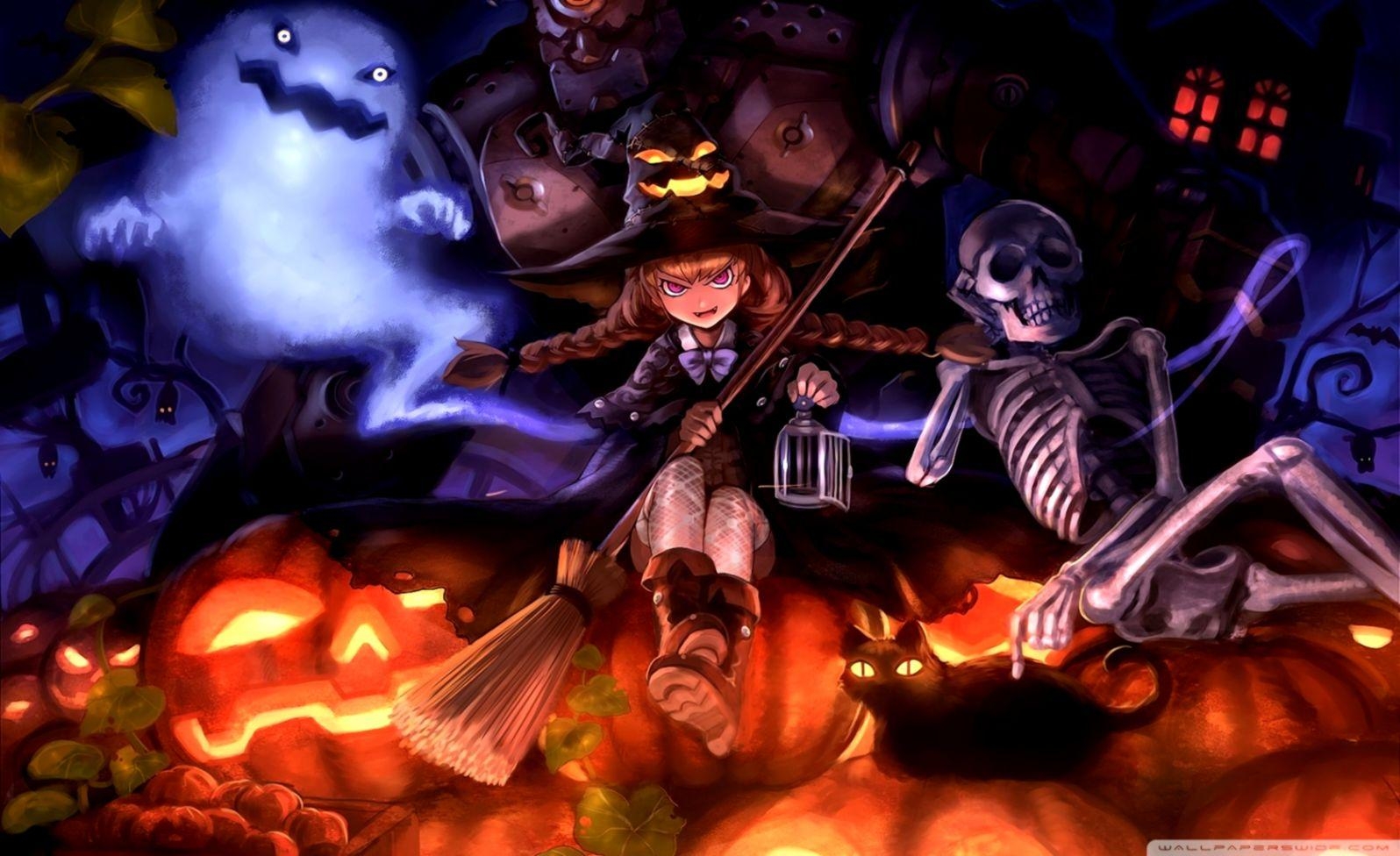 1600x980 Anime Halloween Girls Wide Wallpaper. The Great Wallpaper, Desktop