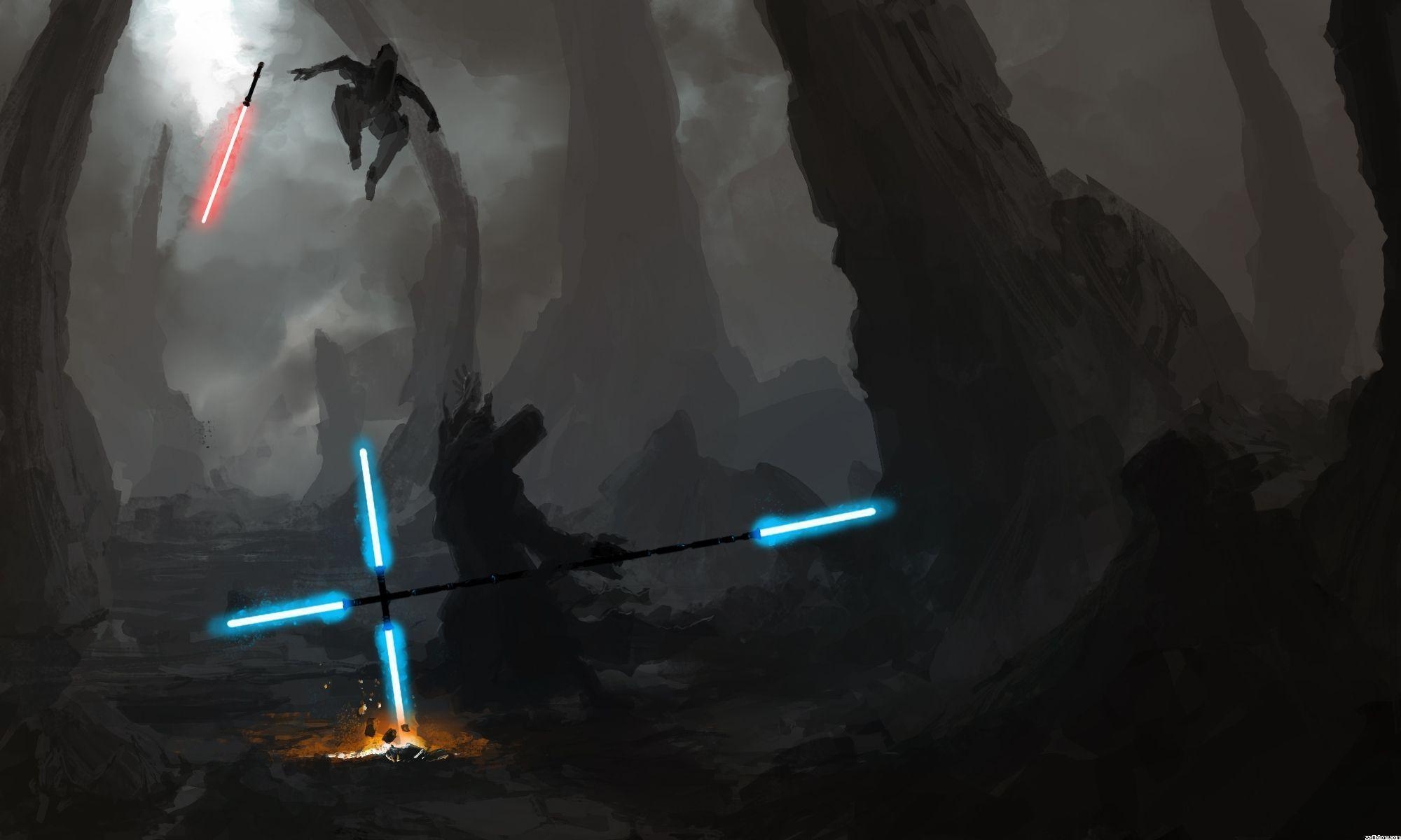 2000x1200 Animals For > Star Wars Jedi Battle Wallpaper, Desktop