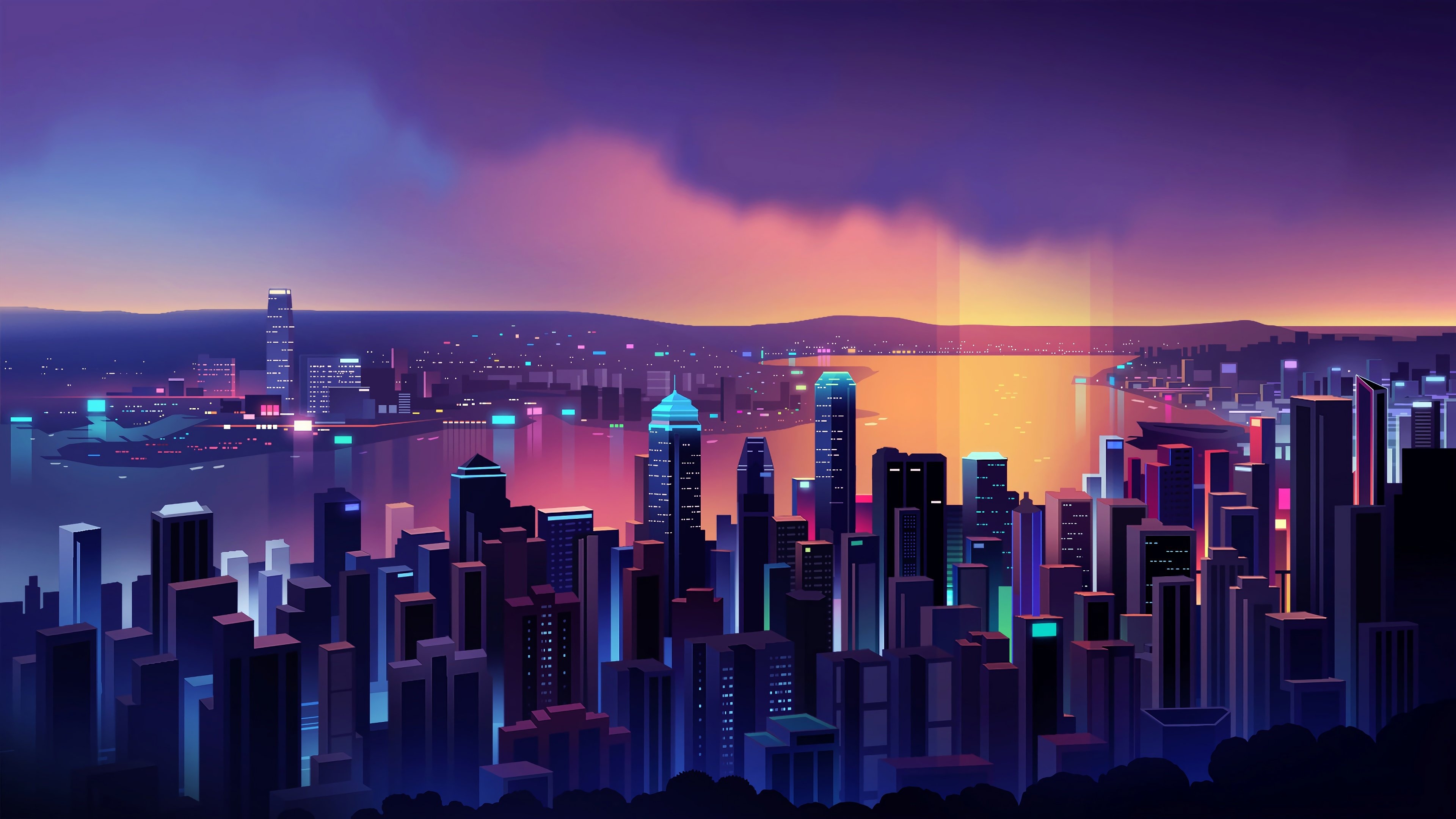 3840x2160 Neon City [], Desktop