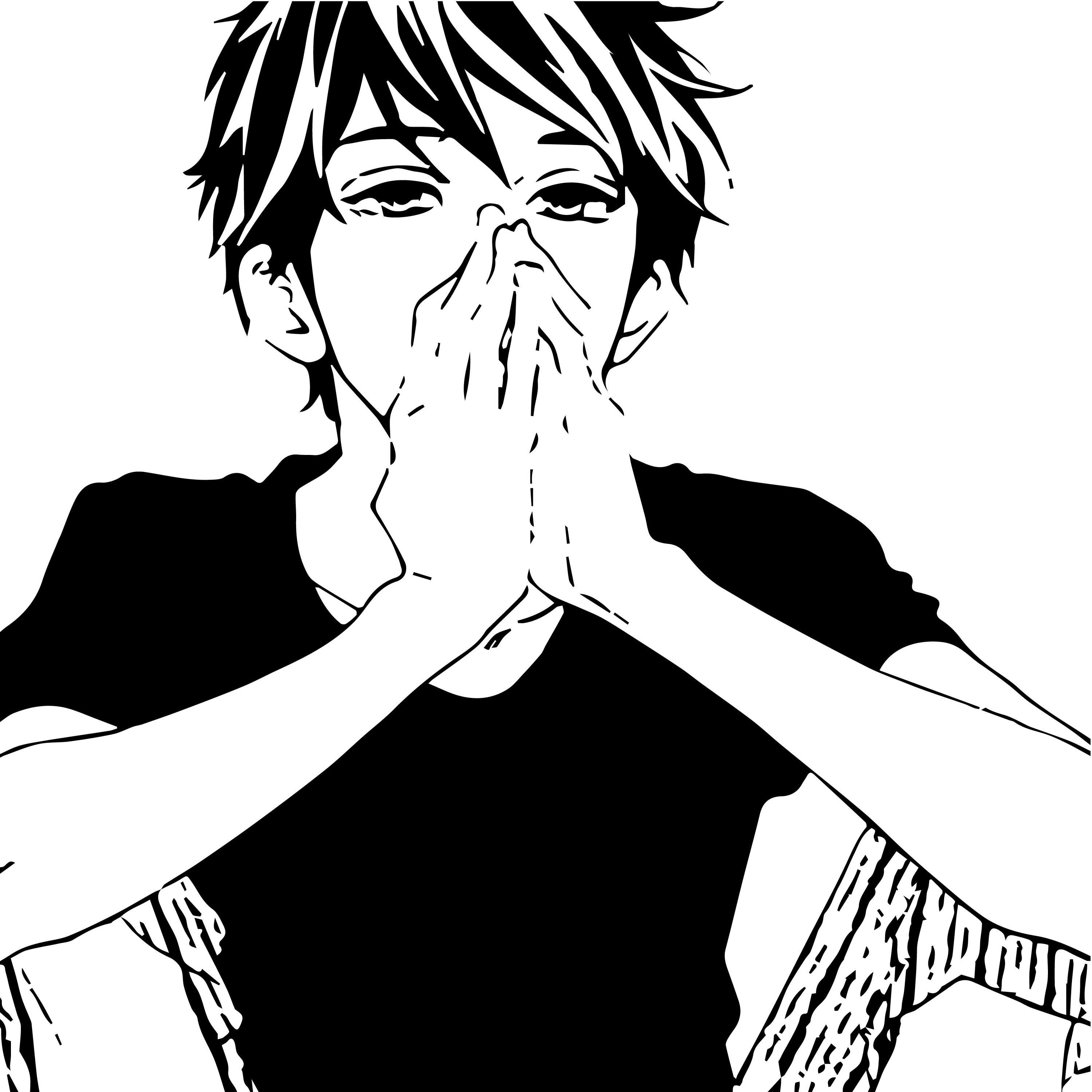 3000x3000 Black and White Anime Boy Wallpaper Free Black and White Anime Boy Background, Phone