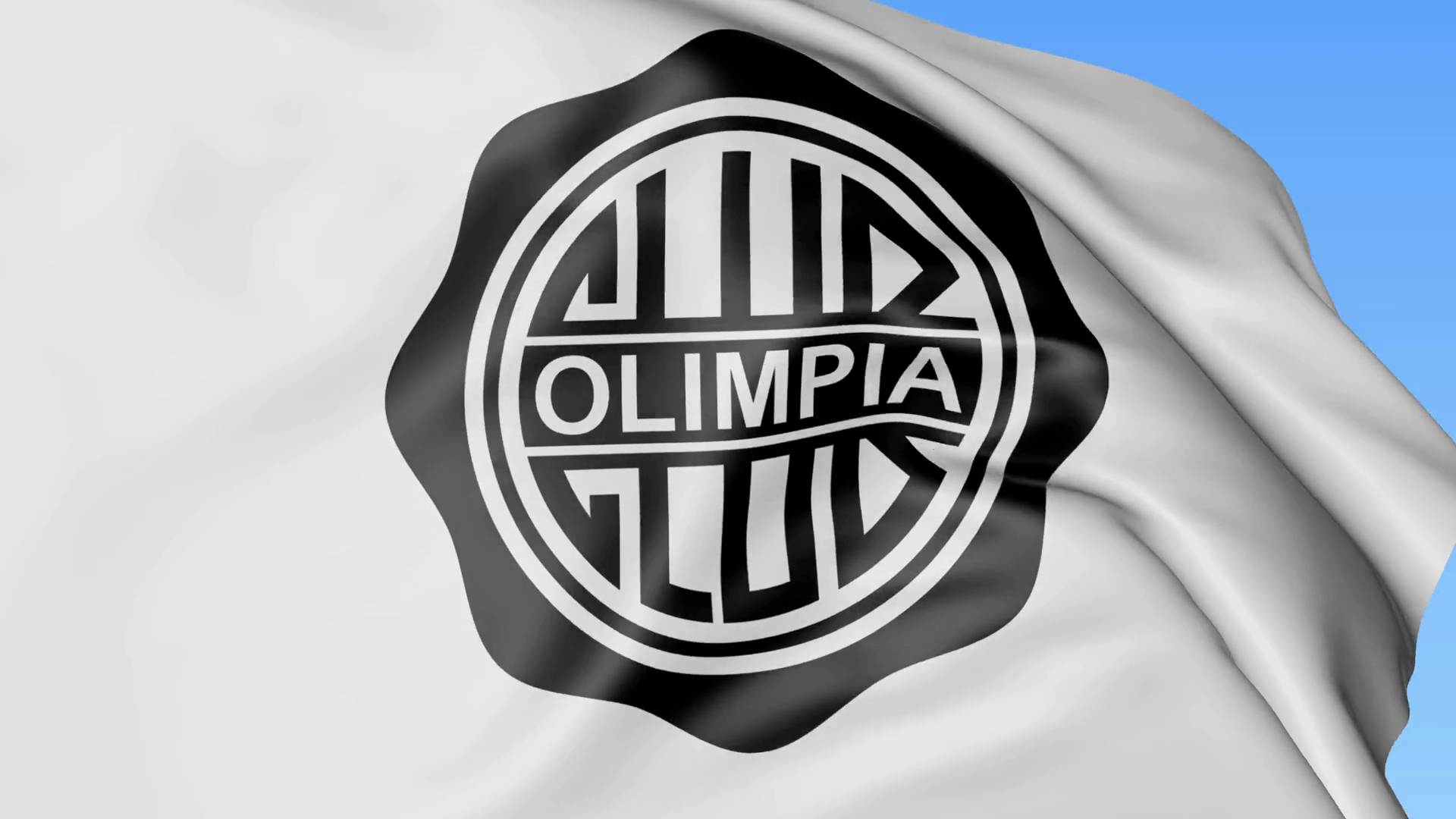 1920x1080 Close Up Of Waving Flag With Club Olimpia Football Club Logo, Desktop