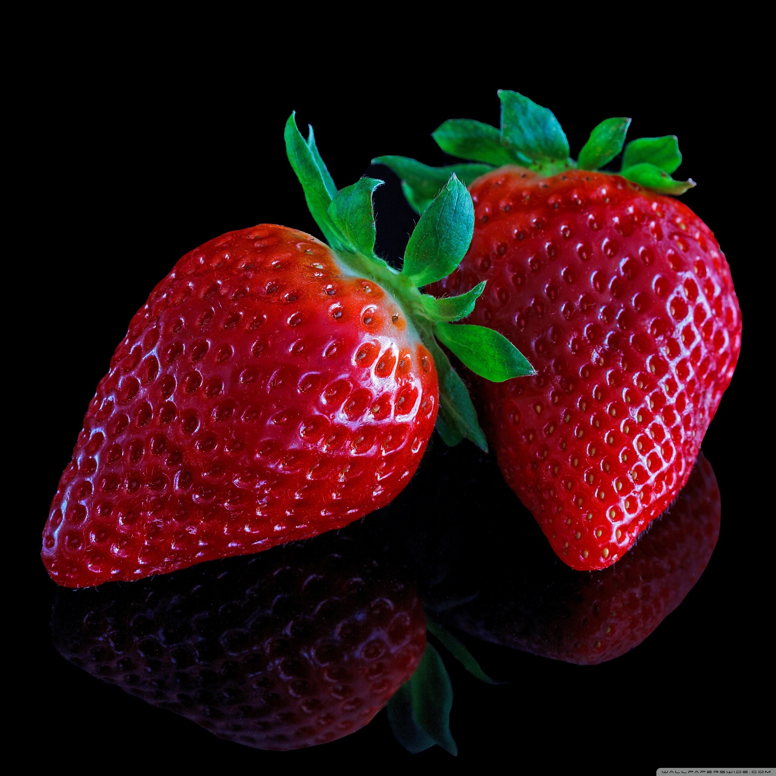 2560x2560 Strawberries On Black Background ❤ 4K HD Desktop Wallpaper for 4K, Phone