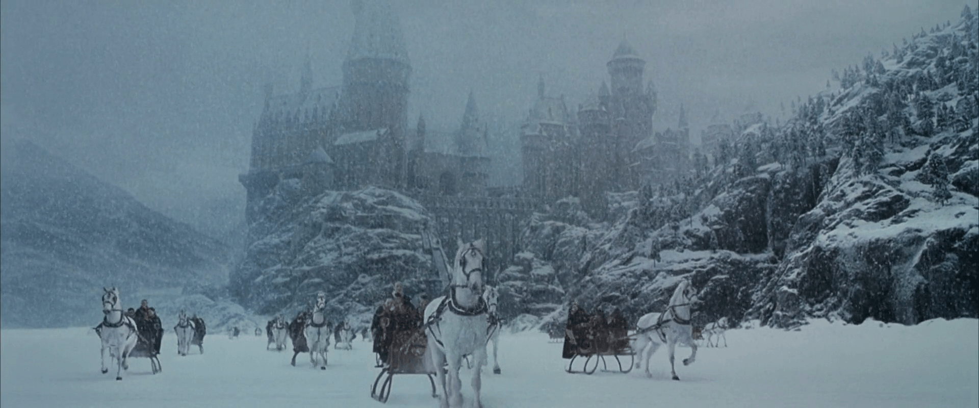 1920x800 Hogwarts Winter Phone Wallpaper, Dual Screen