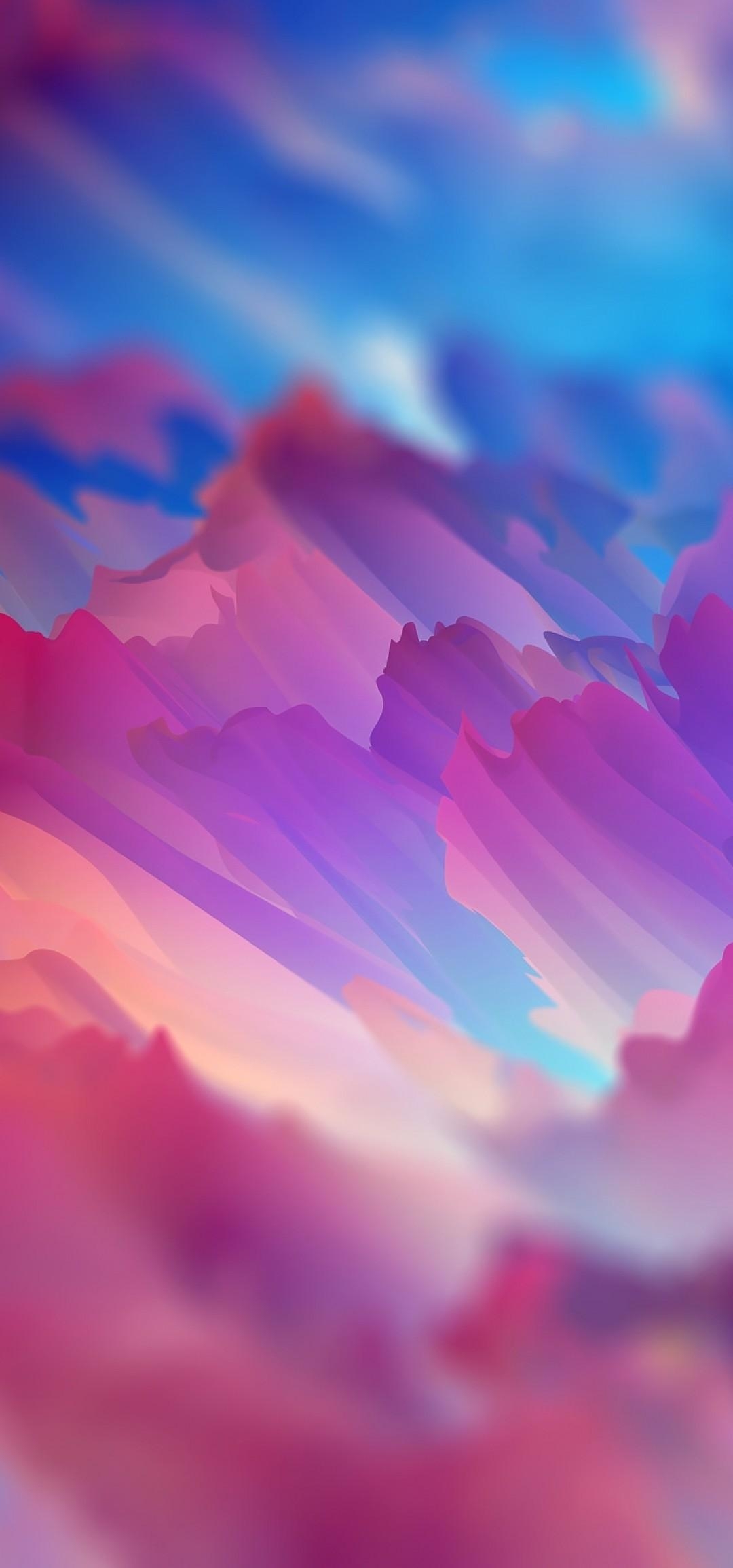 1080x2310 Download  Colorful Clouds, Blurry, Painting Wallpaper, Phone