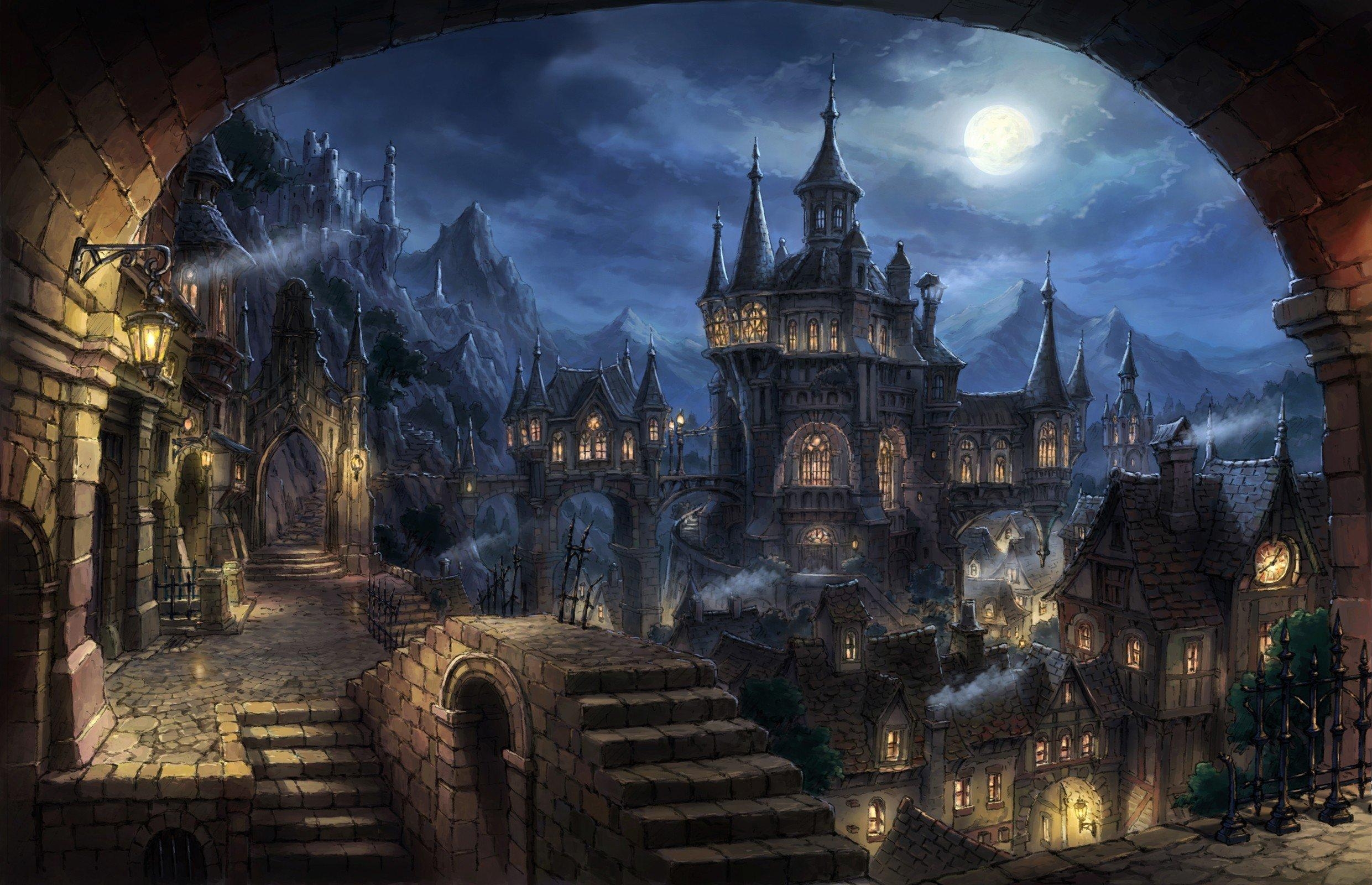 2490x1600 Palacio dracula noche halloween wallpaperx1600, Desktop