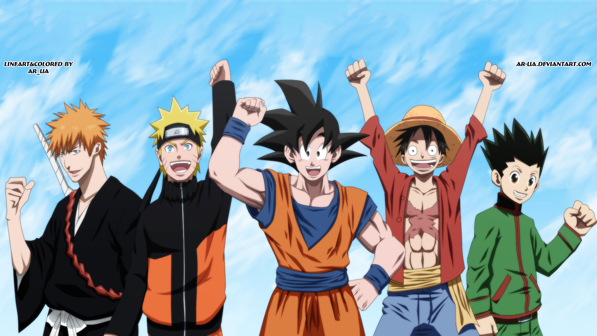 1920x1080 Dragon Ball One Piece Naruto Wallpaper. Anime crossover, Naruto, Desktop