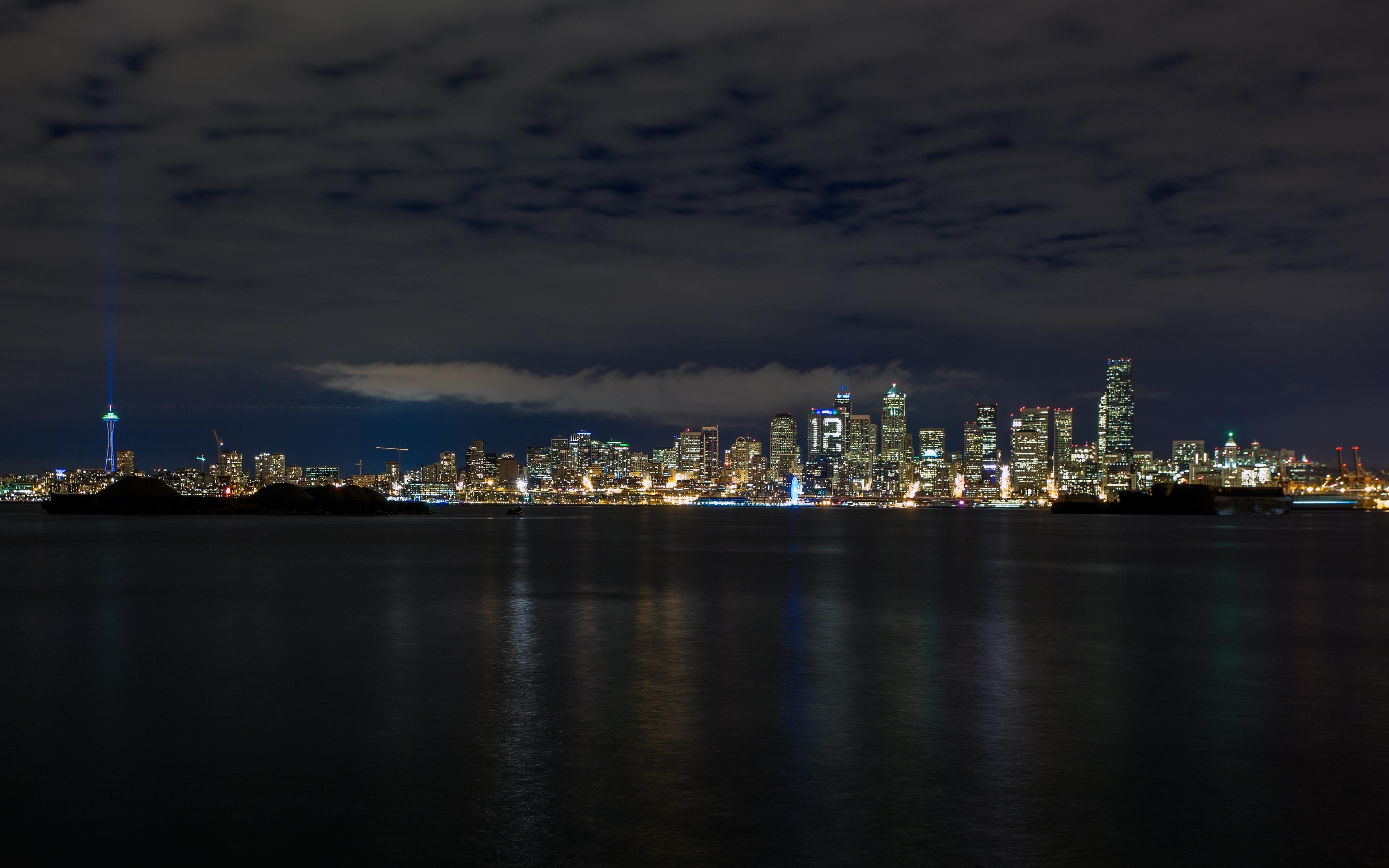 3840x2400 Seattle at night, United States wallpaper and image, Desktop