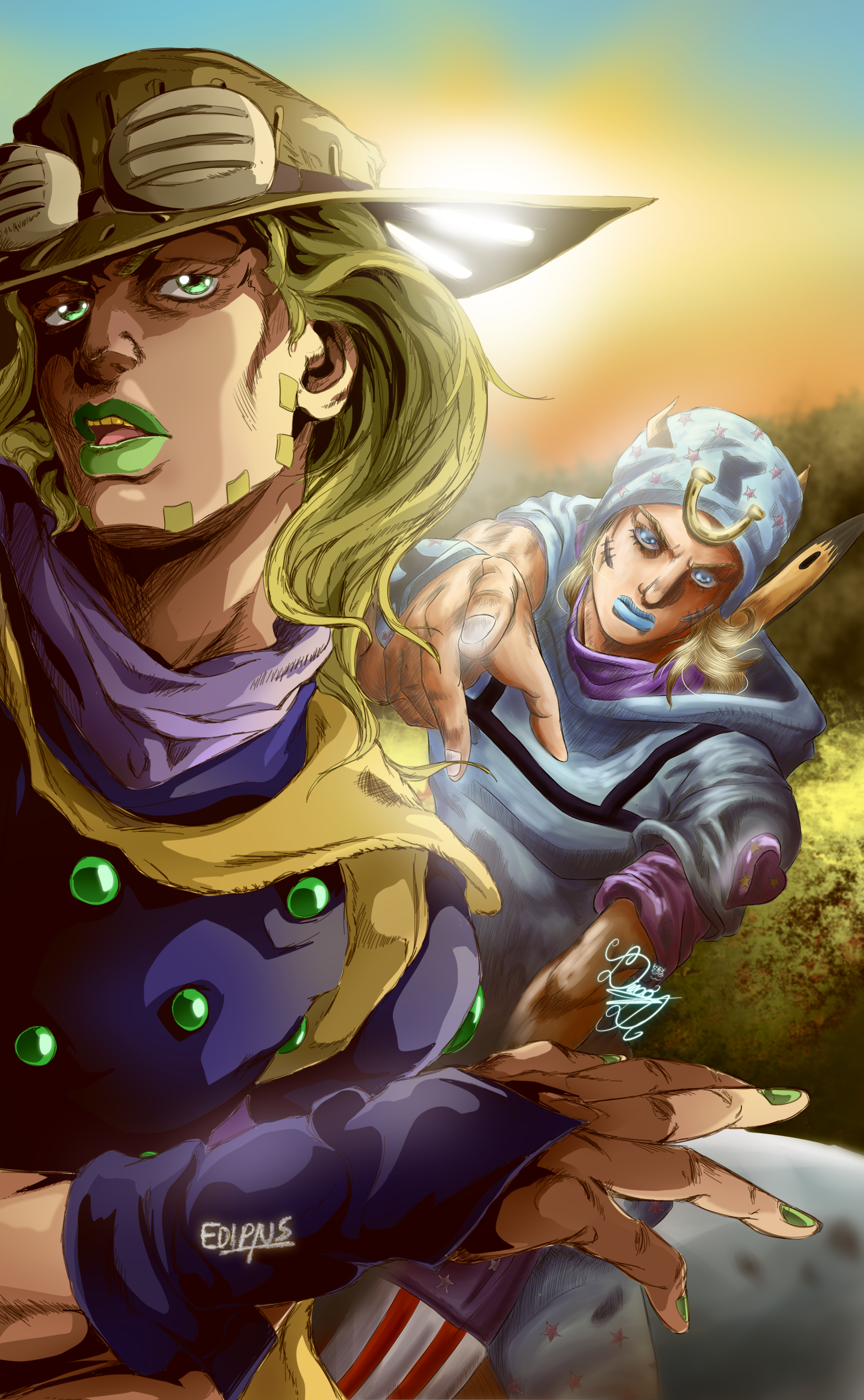 1790x2900 Johnny Joestar and Gyro Zeppeli (Collab). Jojo bizzare adventure, Jojo, Jojo's bizarre adventure, Phone