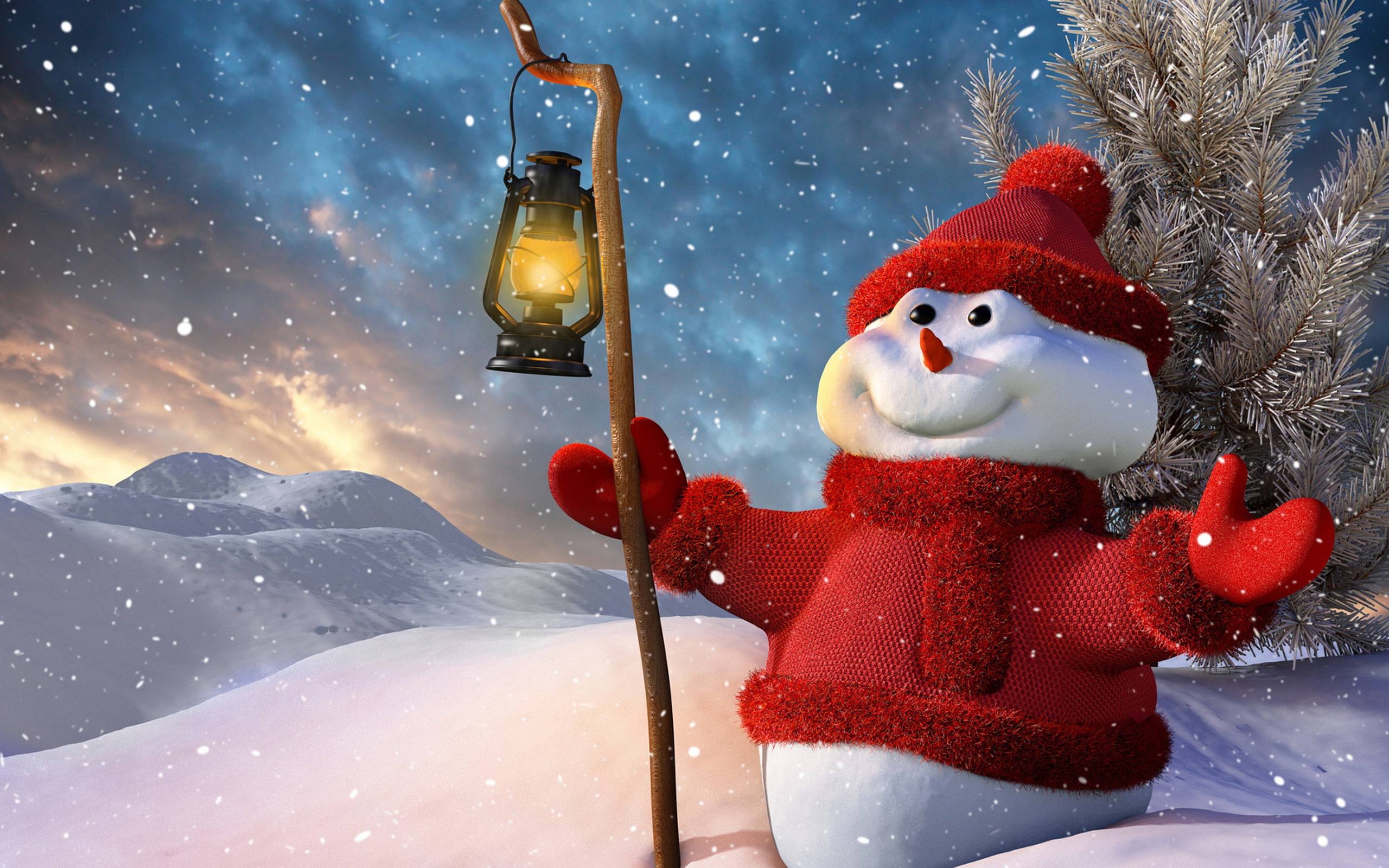 2560x1600 Christmas snowman Wallpaper, Desktop