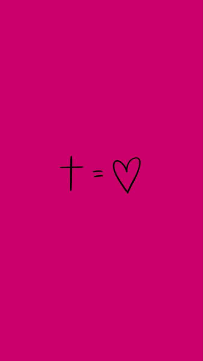 680x1200 Download A Pink Background With A Cross And A Heart Wallpaper, Phone