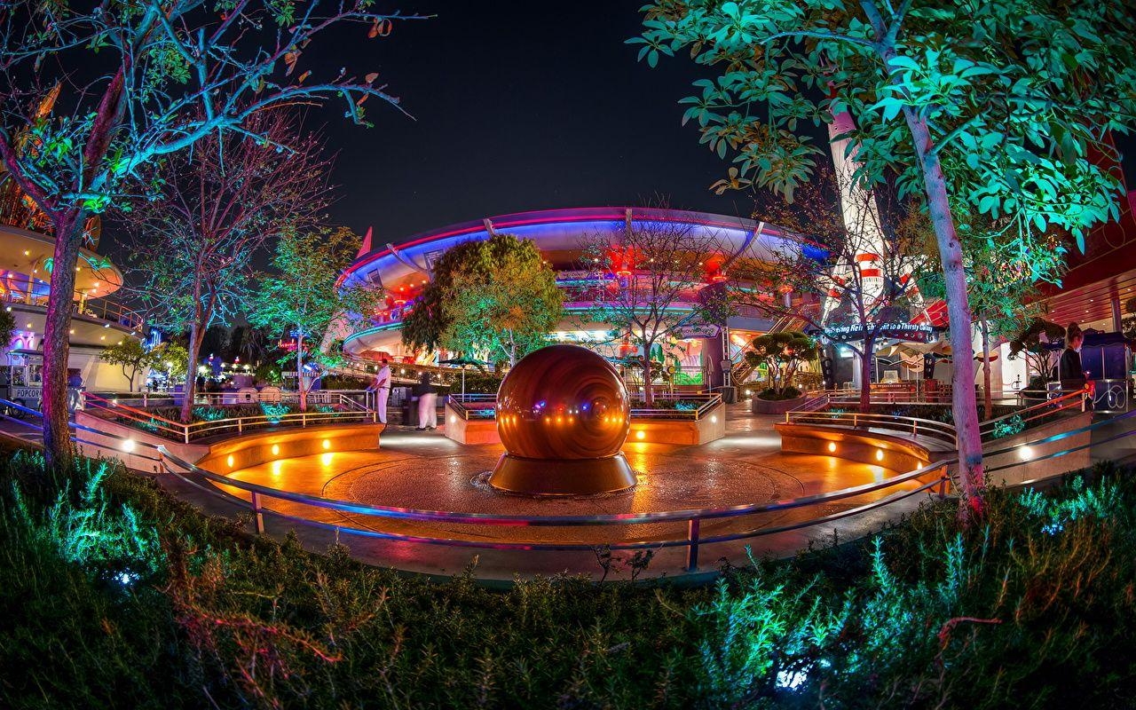 1280x800 Wallpaper California Disneyland USA HDRI Night Cities, Desktop