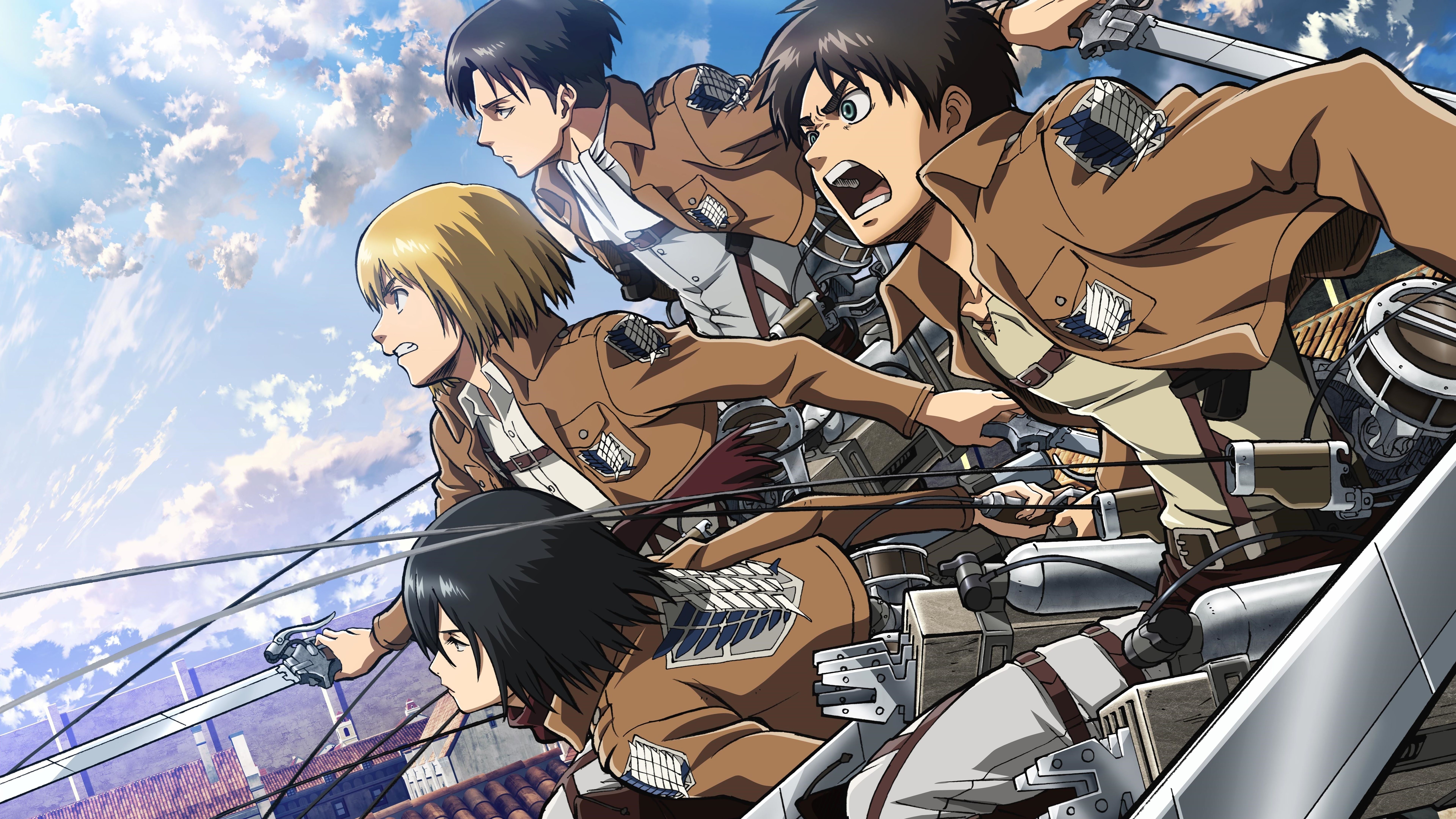 7680x4320 Eren Mikasa Armin Levi Attack on Titan 8K Wallpaper, Desktop