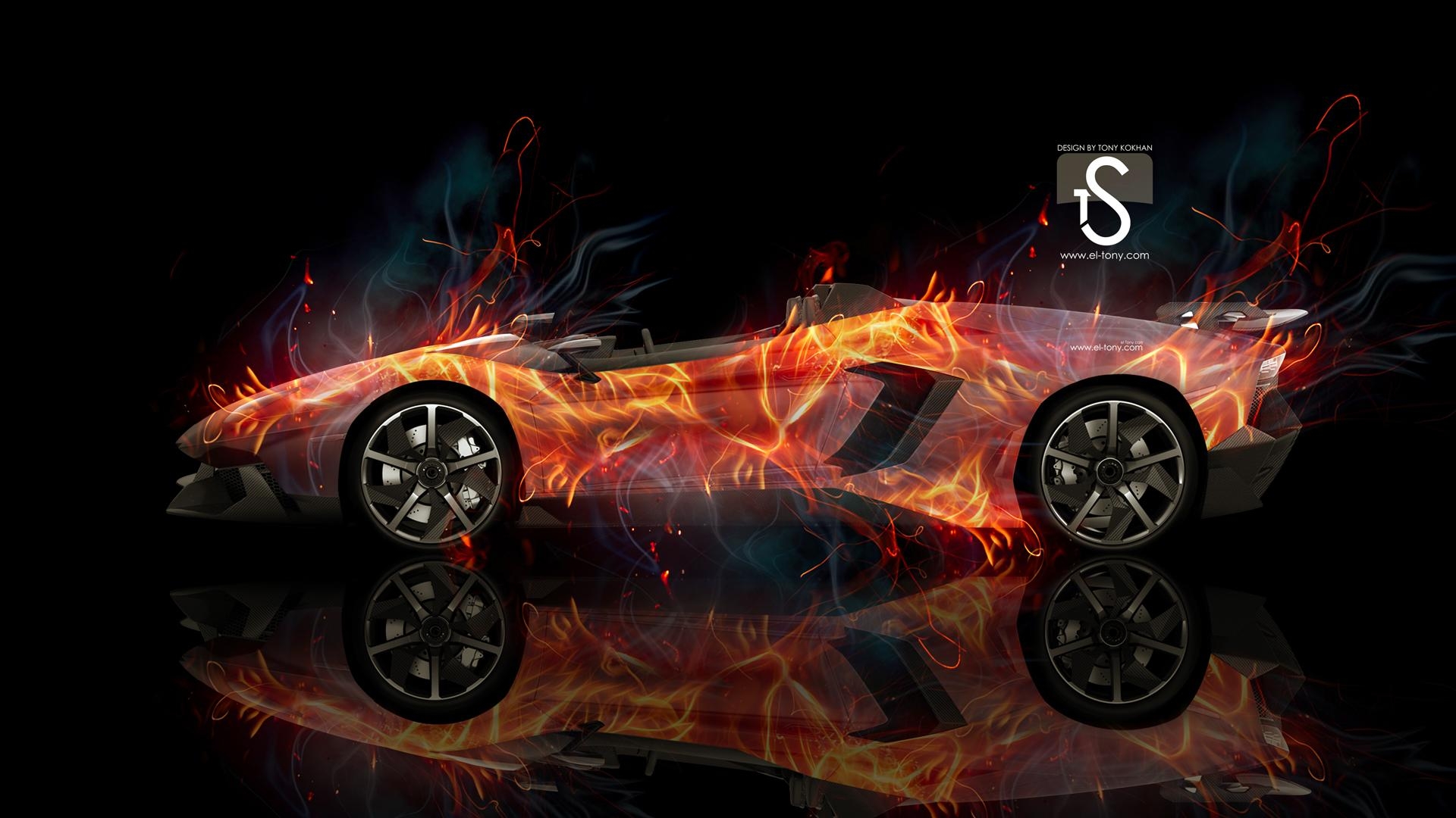 1920x1080 Free download Lamborghini Aventador J Fire Photohop Car, Desktop