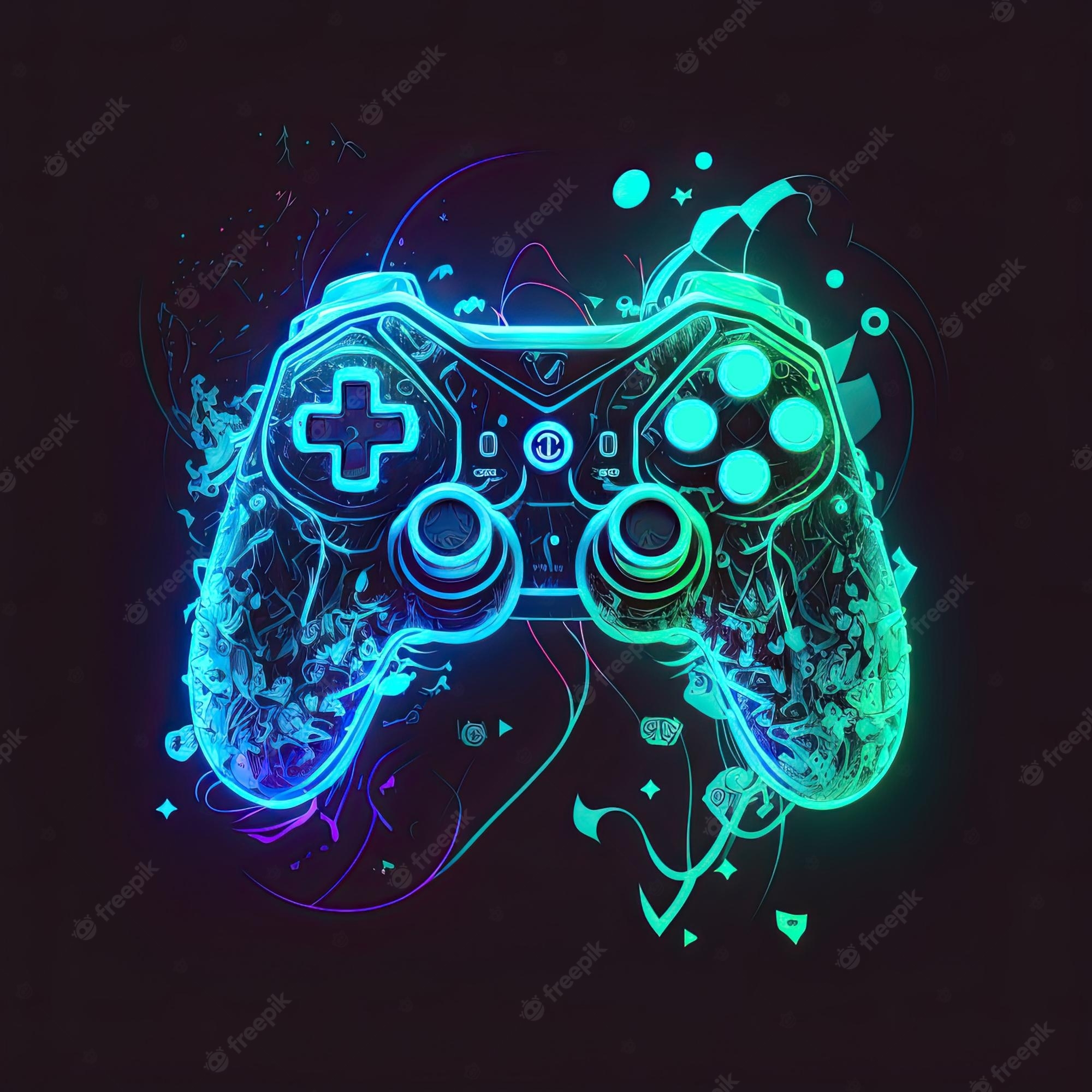 2000x2000 Premium Photo. Abstract neon light game controller artwork design digital art wallpaper glowing space background, Phone