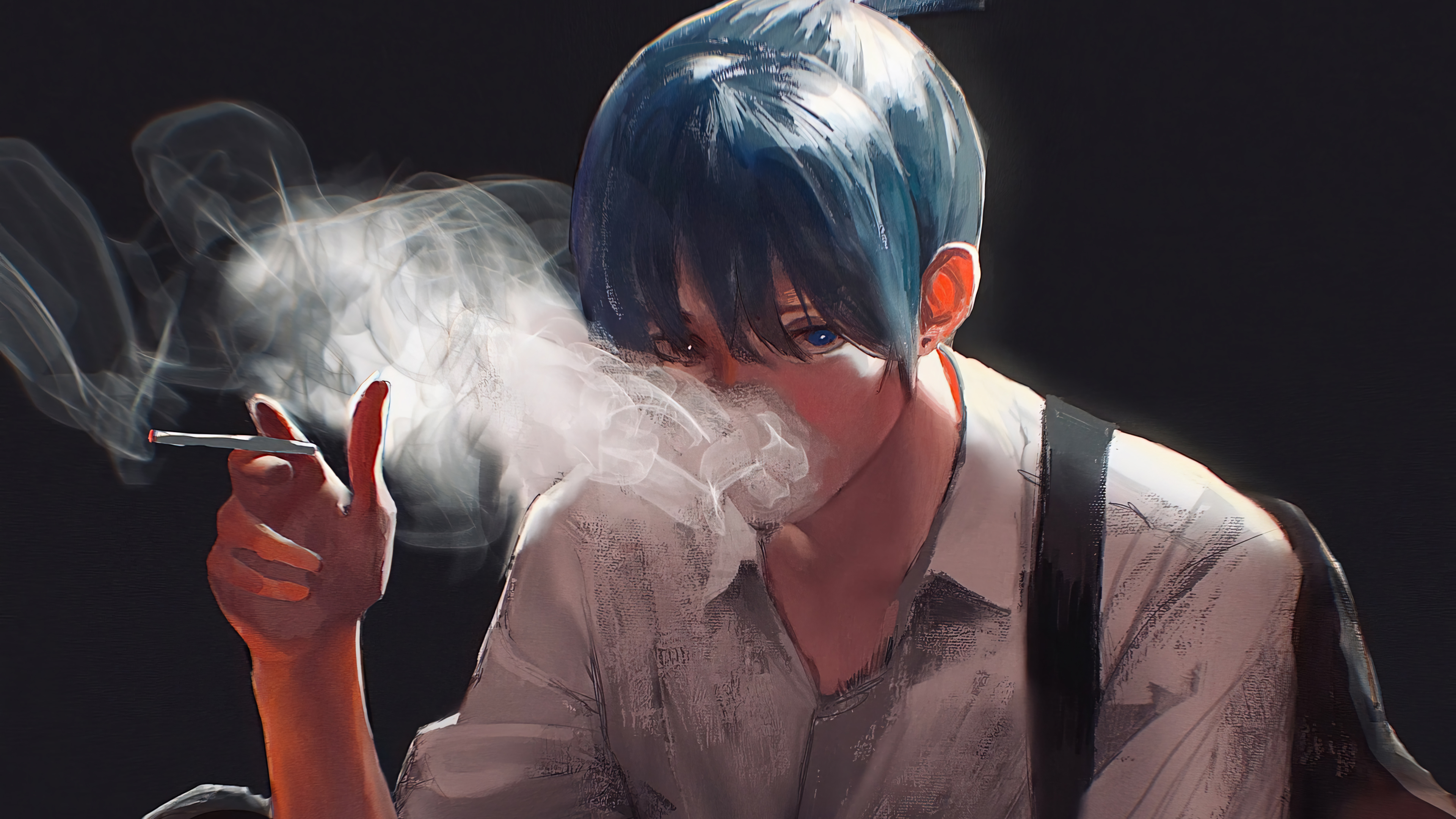 3840x2160 cigarettes, smoke, anime boys, smoking, Chainsaw Manx2160 Wallpaper, Desktop