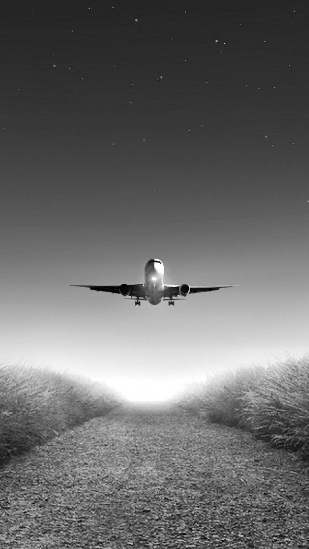 1080x1920 Download Starry Grayscale Airplane, Phone