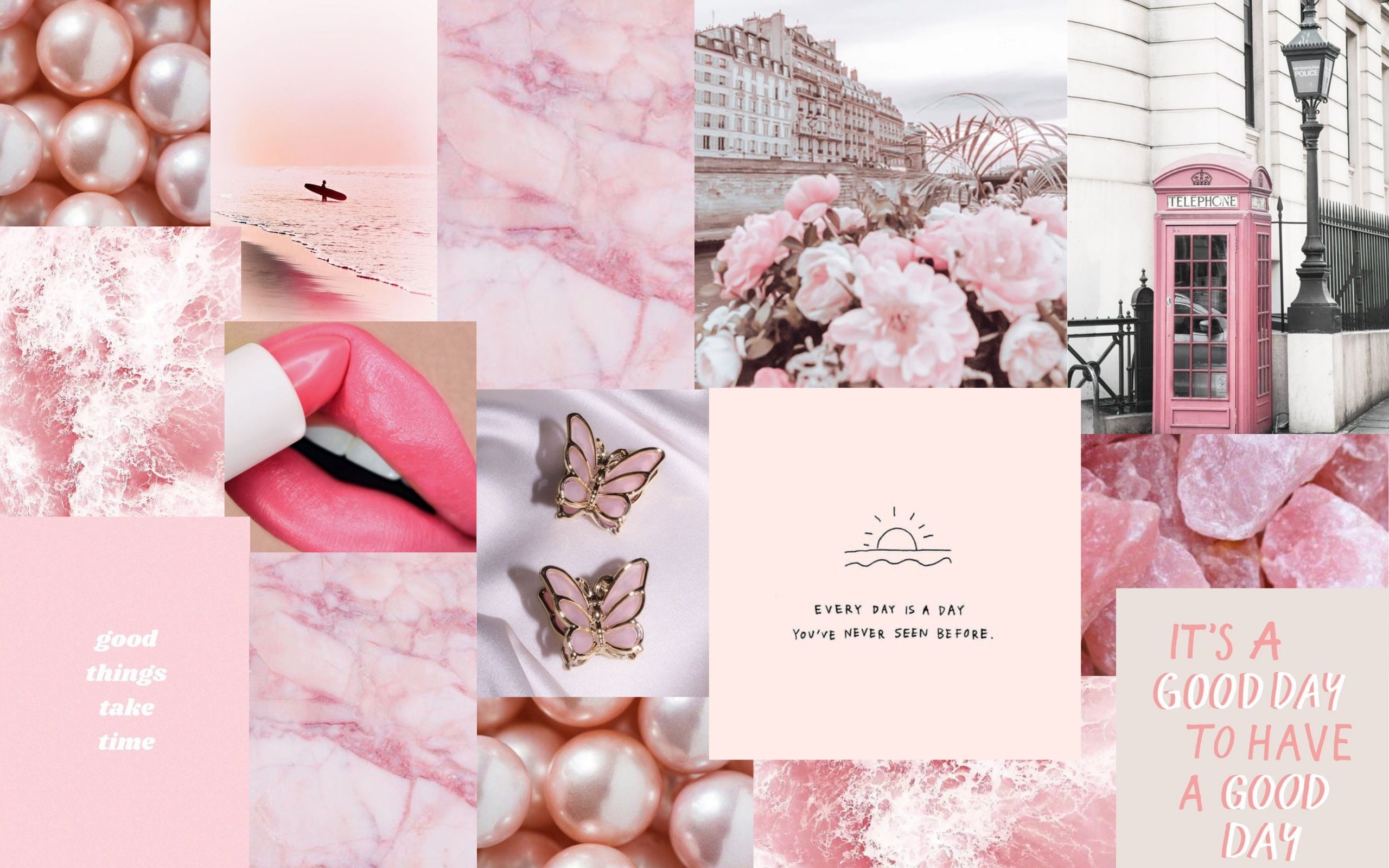 2560x1600 Aesthetic Pink Digital Wallpaper Bakckground Collage Laptop, Desktop