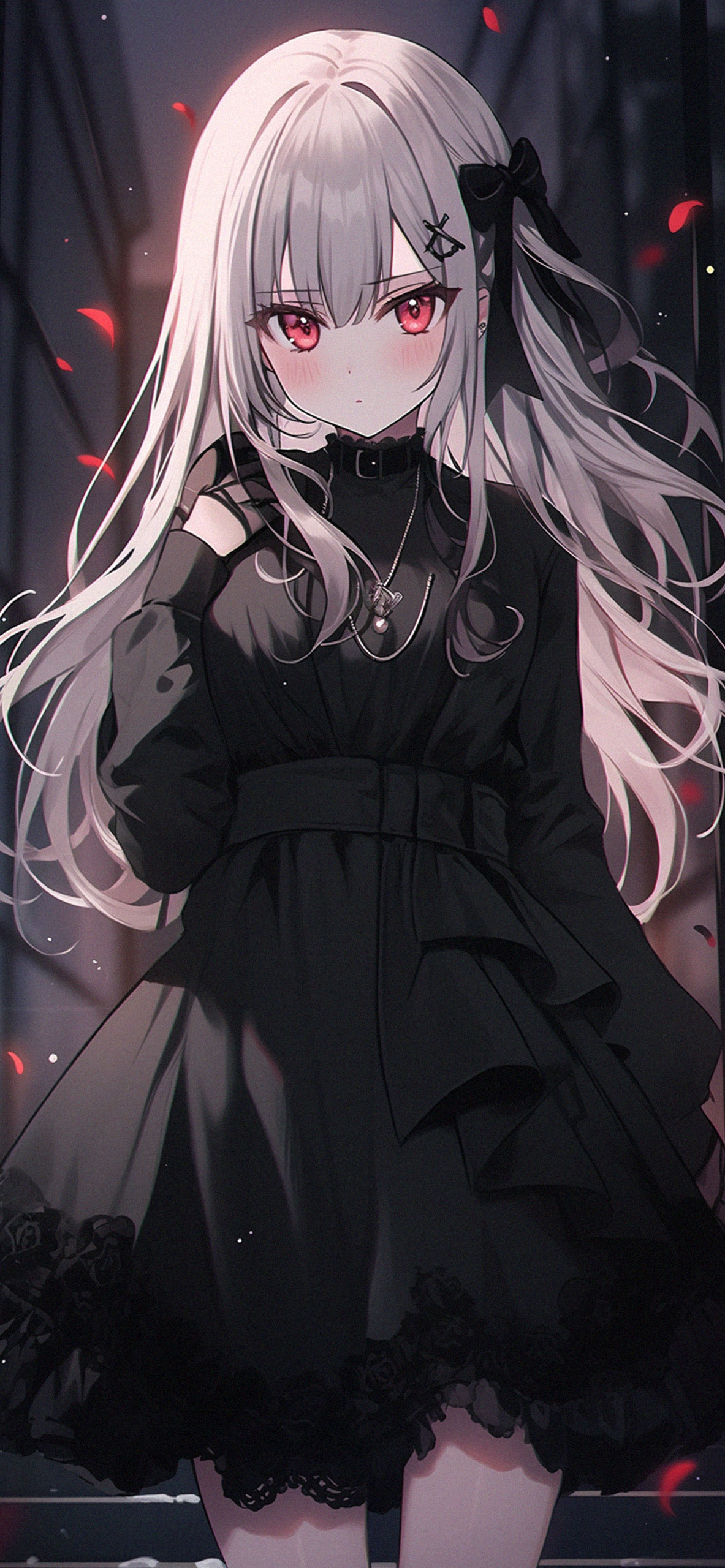 1190x2560 Cute Anime Girl in Black Dress Wallpaper Girl Wallpaper, Phone