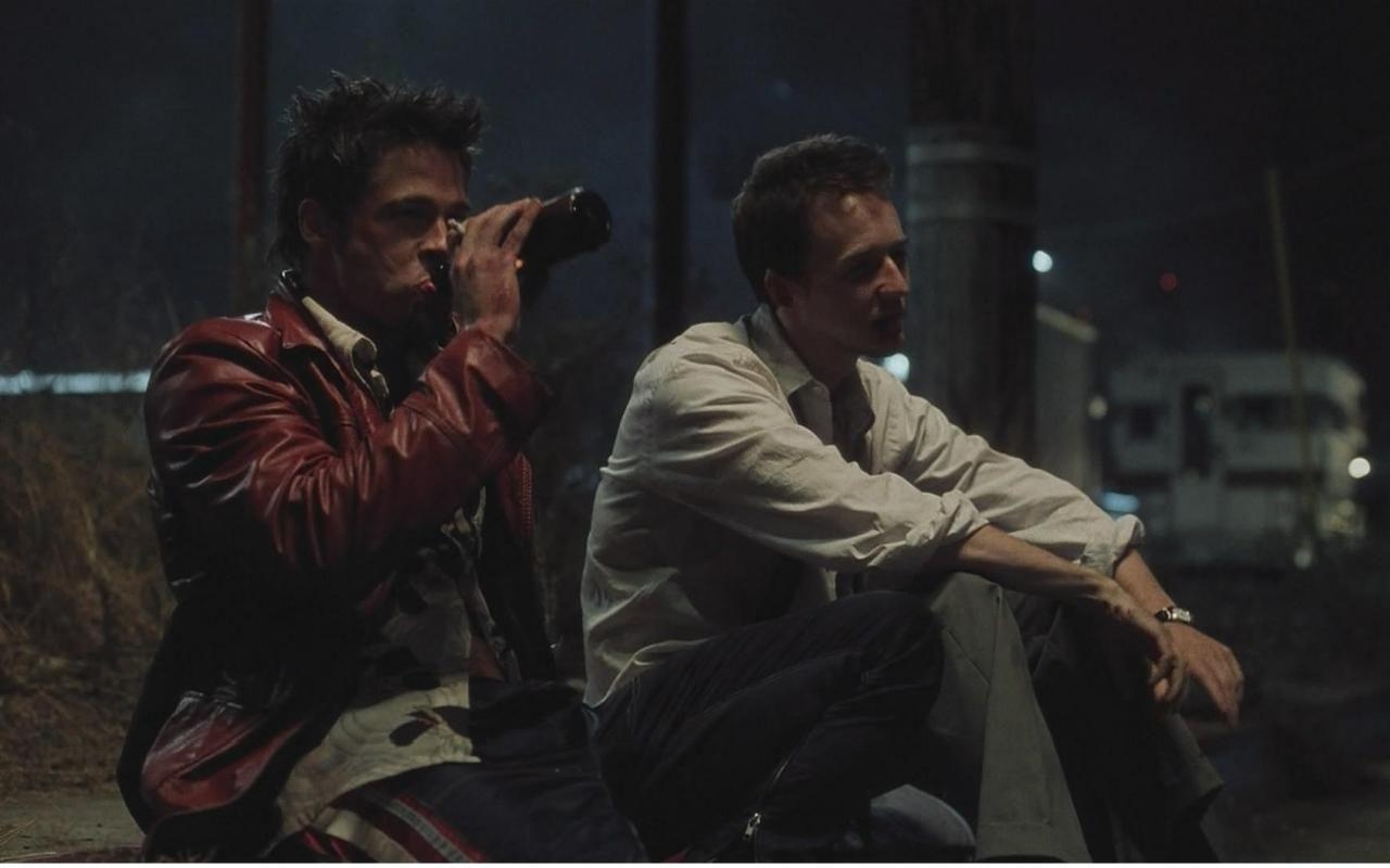 1280x800 Fight Club, Brad Pitt, Edward Norton, screenshots, Tyler Durden, Desktop