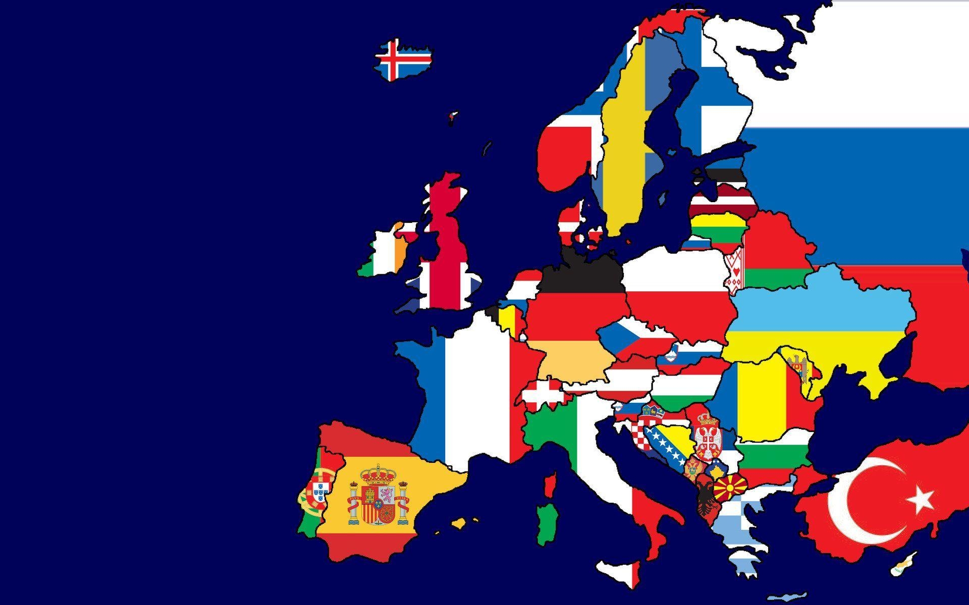 1920x1200 Europe Map Flags, Desktop