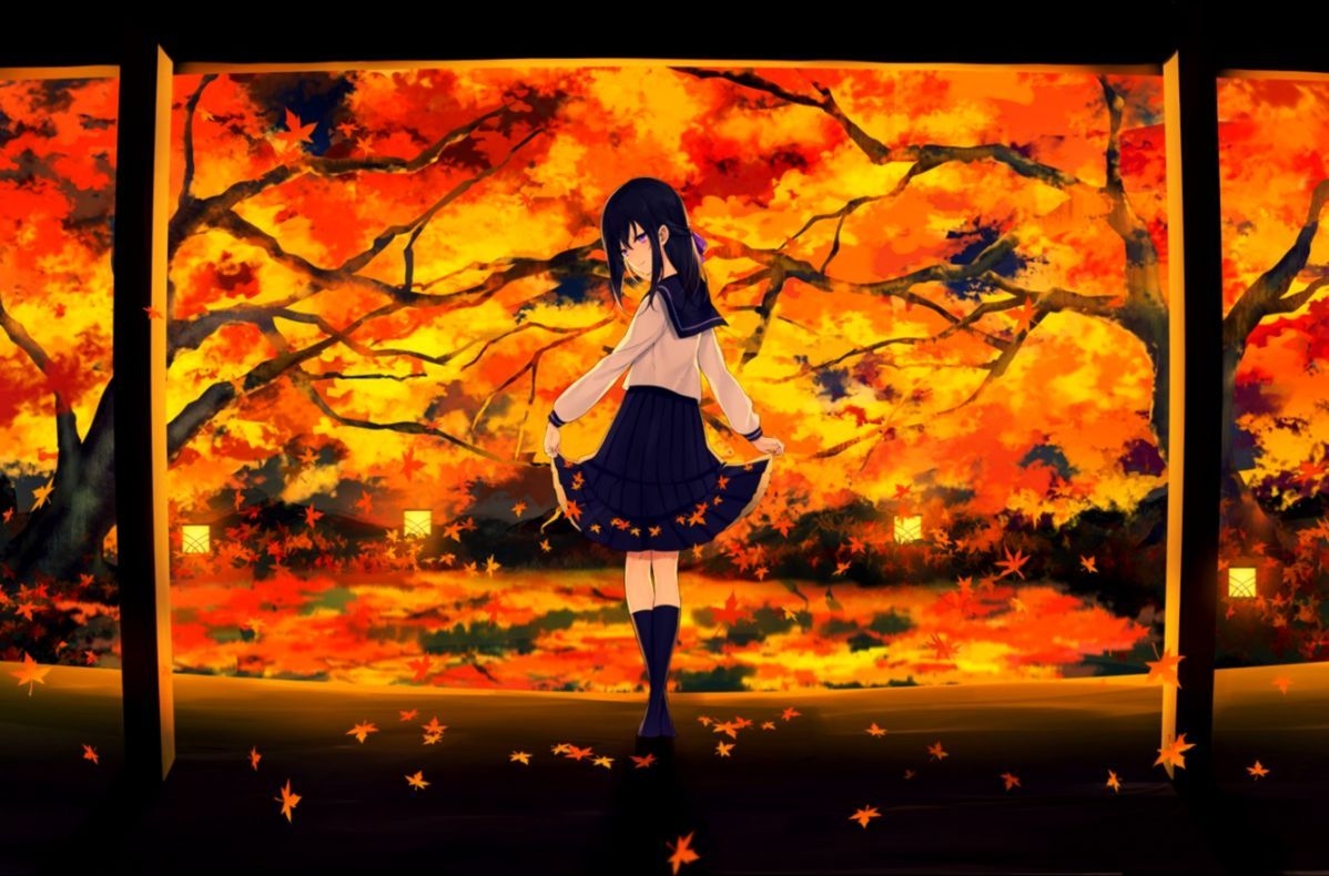 1200x790 Anime Autumn Wallpaper, Desktop