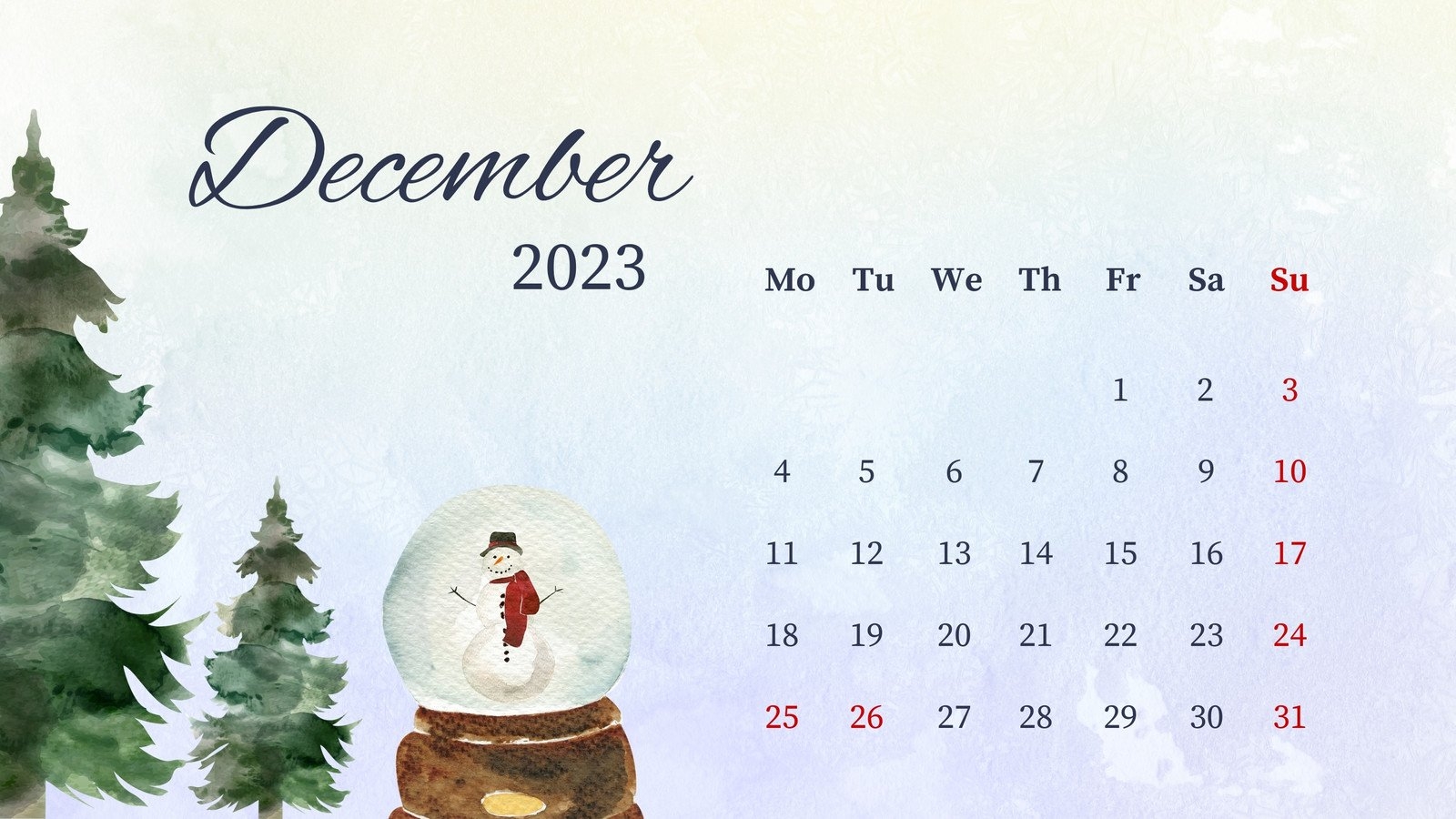 1600x900 Winter Calendar Online, Desktop