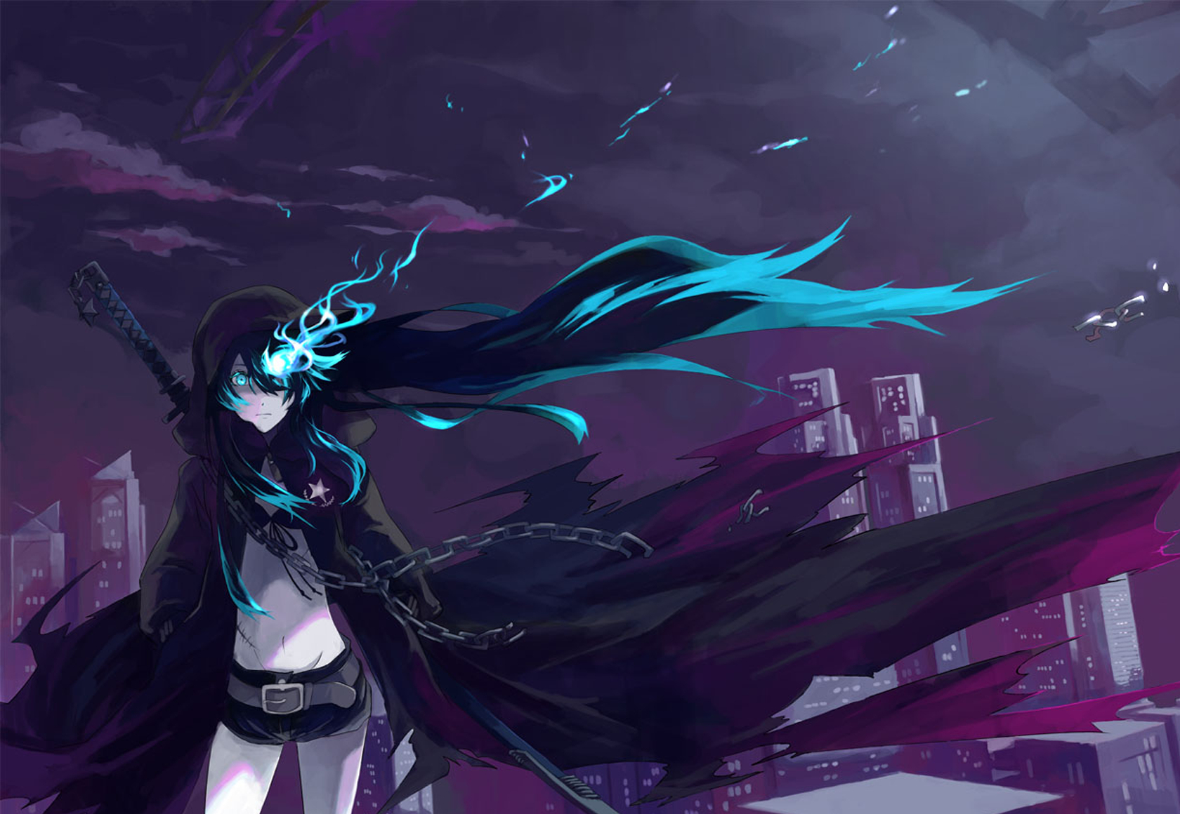1680x1160 Anime Black Rock Shooter Blue Eyes Long Hair Girl Anime, Desktop