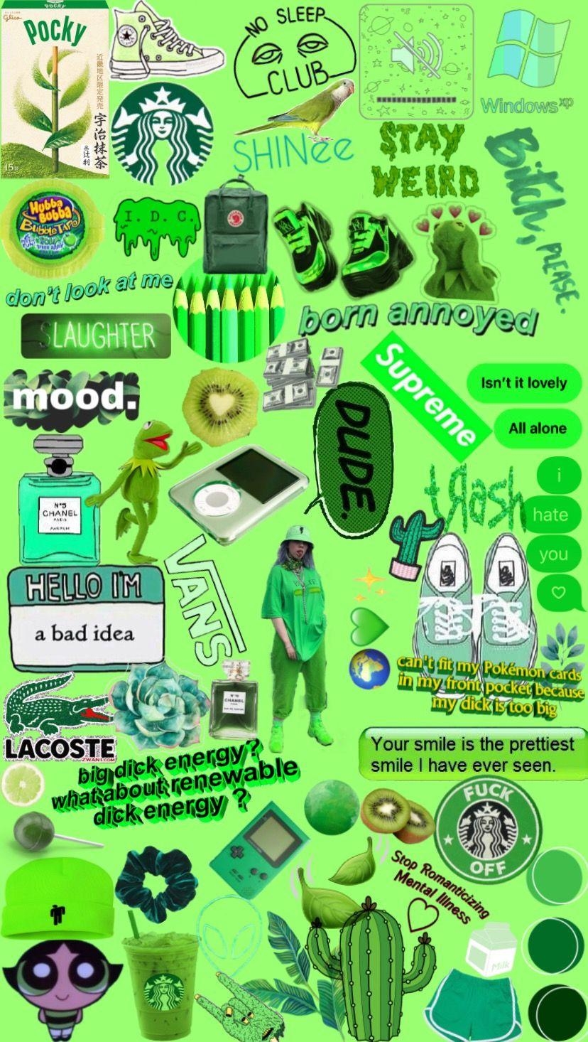 830x1470 freetoedit green lime billieeilish aesthetic collage, Phone