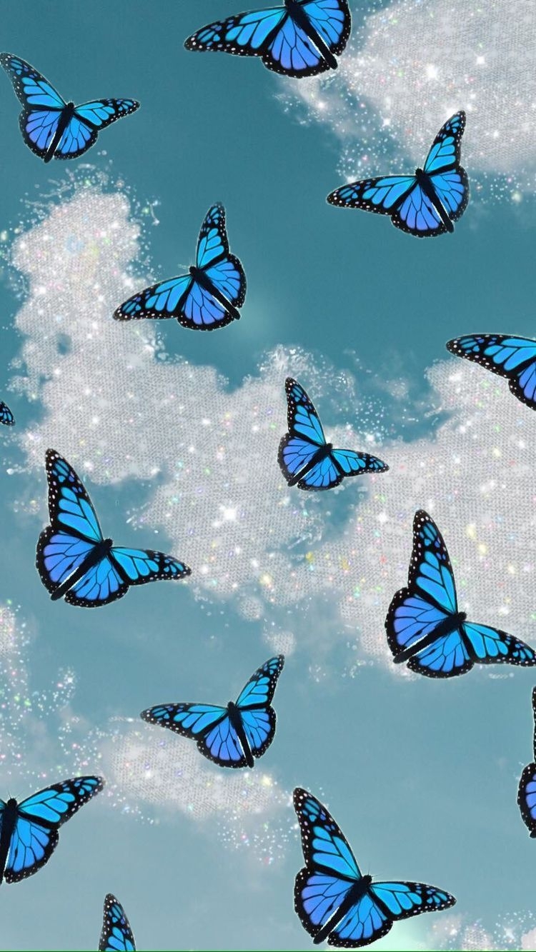 750x1340 Blue butterfly wallpaper. Butterfly wallpaper iphone, Phone