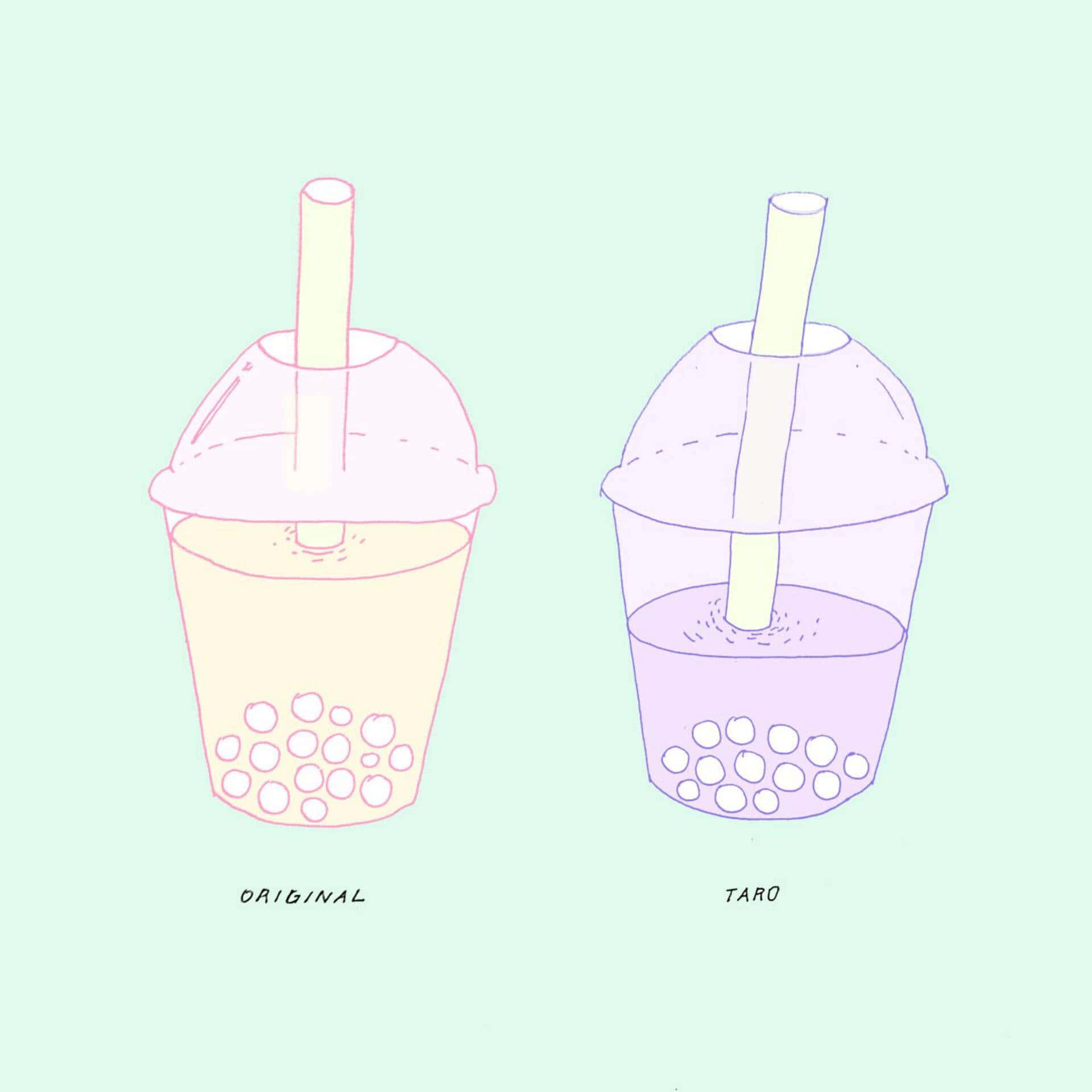 1920x1920 Download Taro And Original Cute Boba Tea Wallpaper, Phone