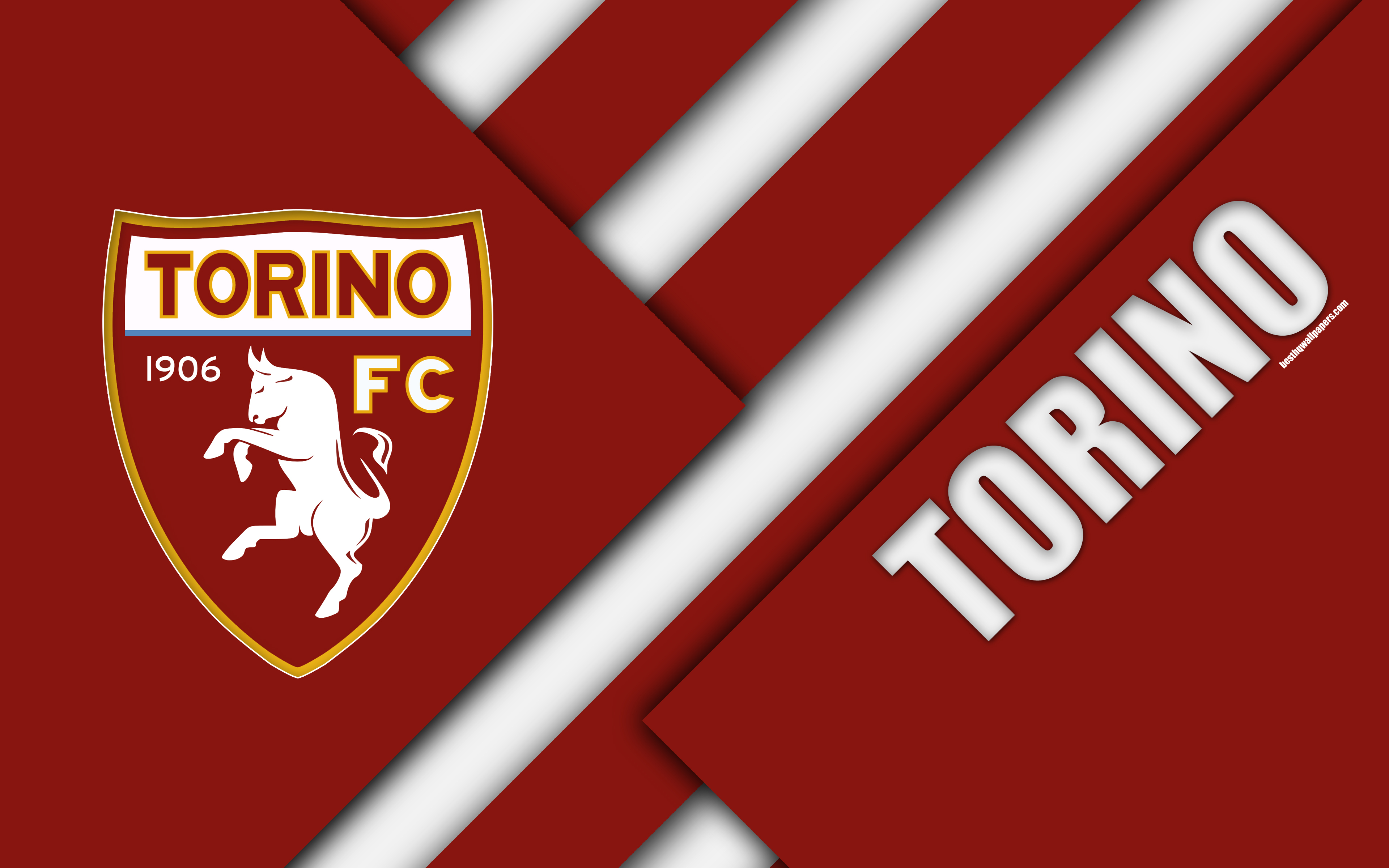 3840x2400 Download wallpaper Torino FC, logo, 4k, material design, football, Desktop