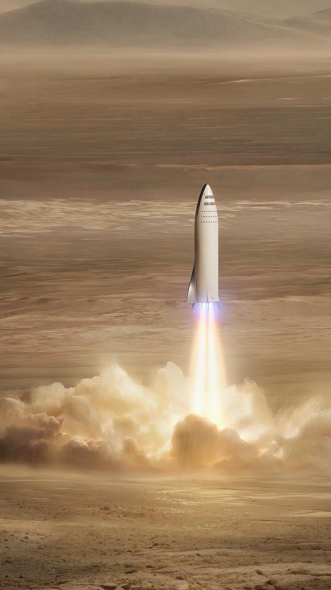1080x1920 SpaceX BFR Mars mission 4K Wallpaper, Phone